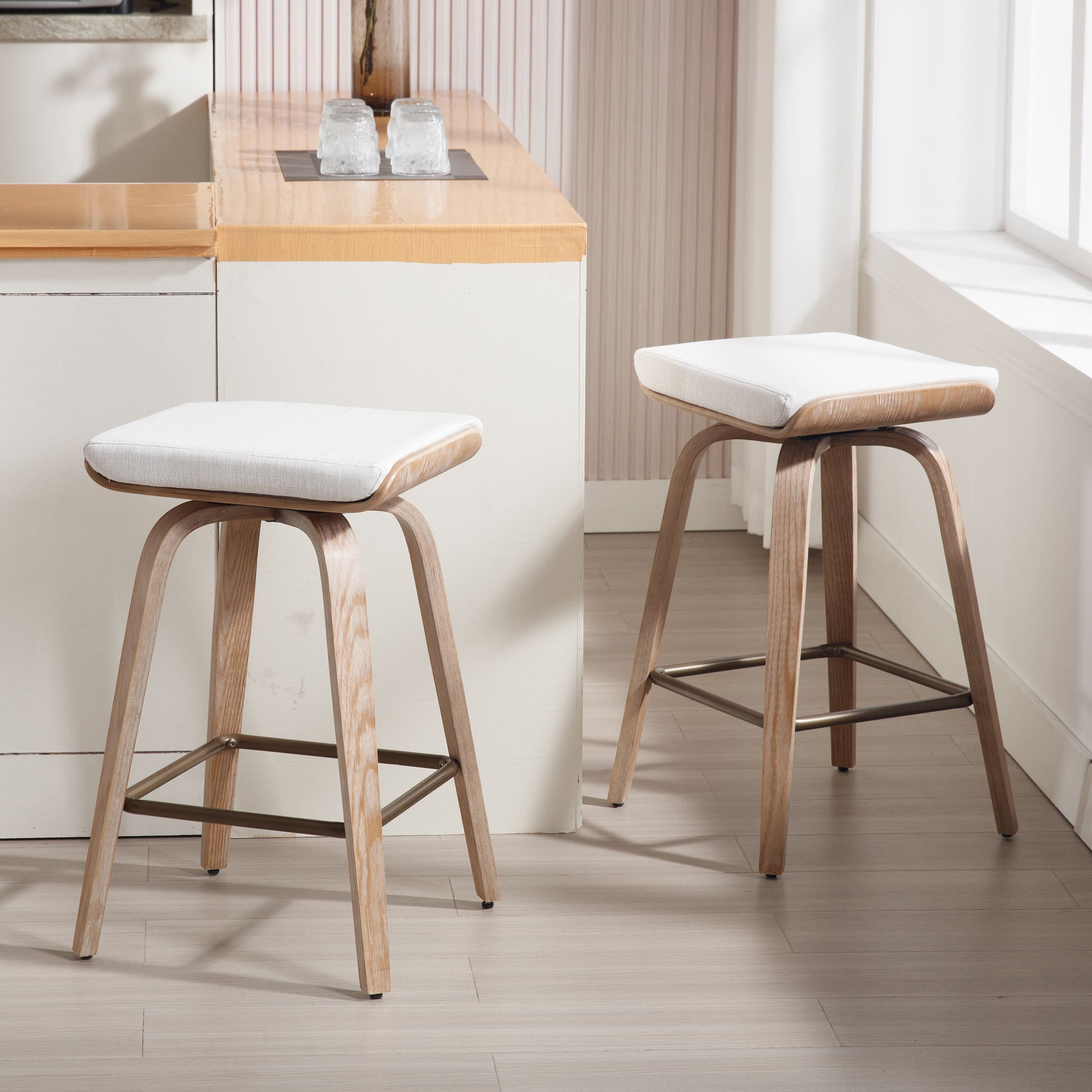 CIMOTA 26" Backless Swivel Counter Stools Set of 2 - 1710CS