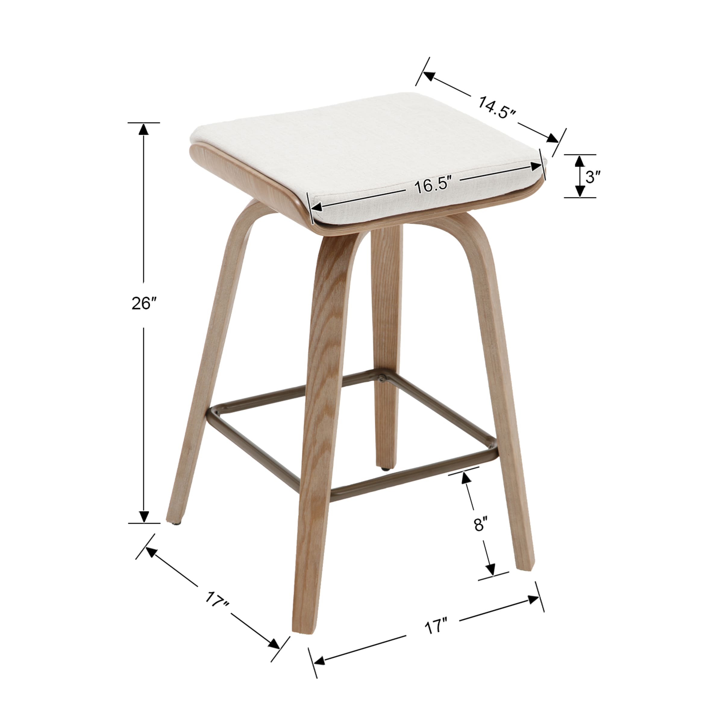 CIMOTA 26" Backless Swivel Counter Stools Set of 2 - 1710CS
