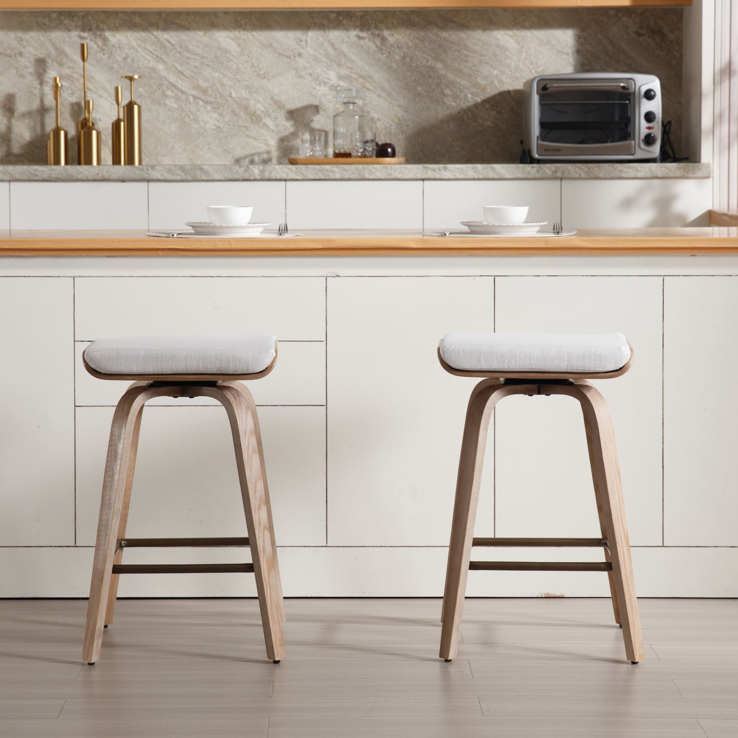 CIMOTA 26" Backless Swivel Counter Stools Set of 2 - 1710CS