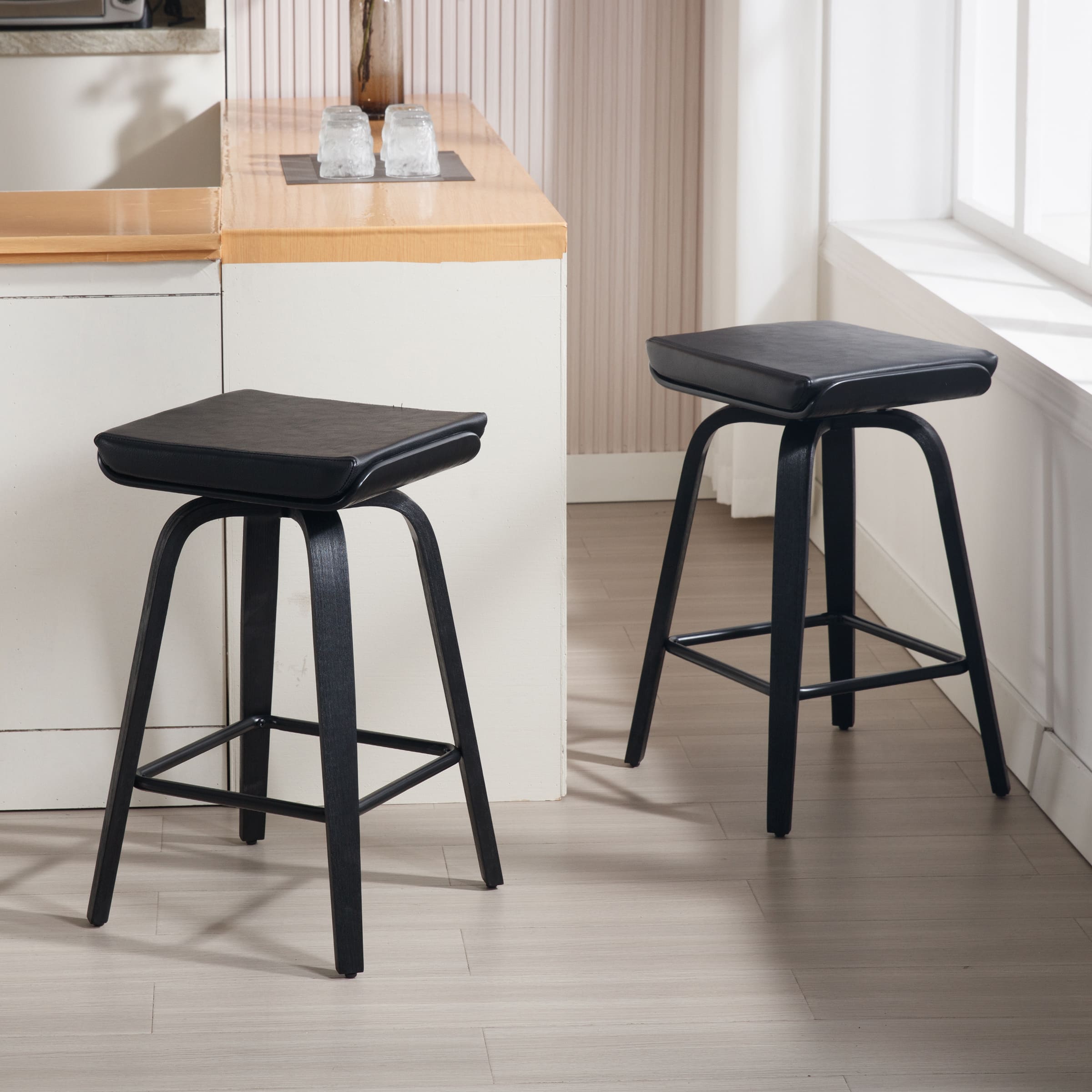 CIMOTA 26" Backless Swivel Counter Stools Set of 2 - 1710CS