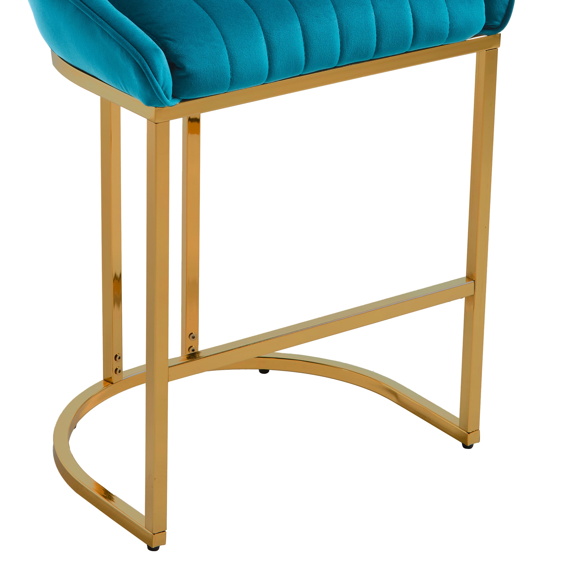 ZH4YOU 26”H Upholstered Gold Legs Stools Set of 2 - 9066CS