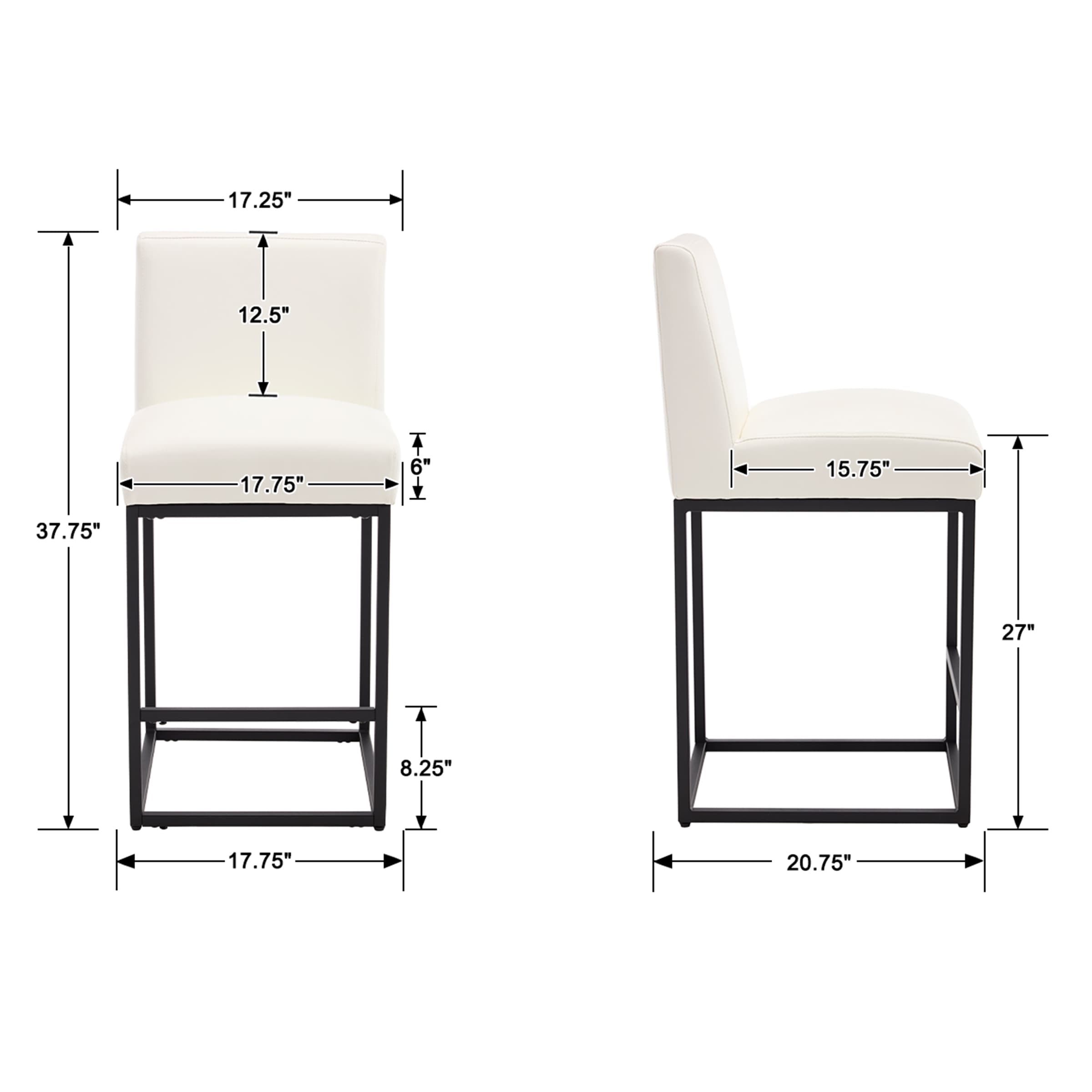 VESCASA 27"H & 31"H Metal Frame Counter Height Bar Stools Set of 2 - 5691