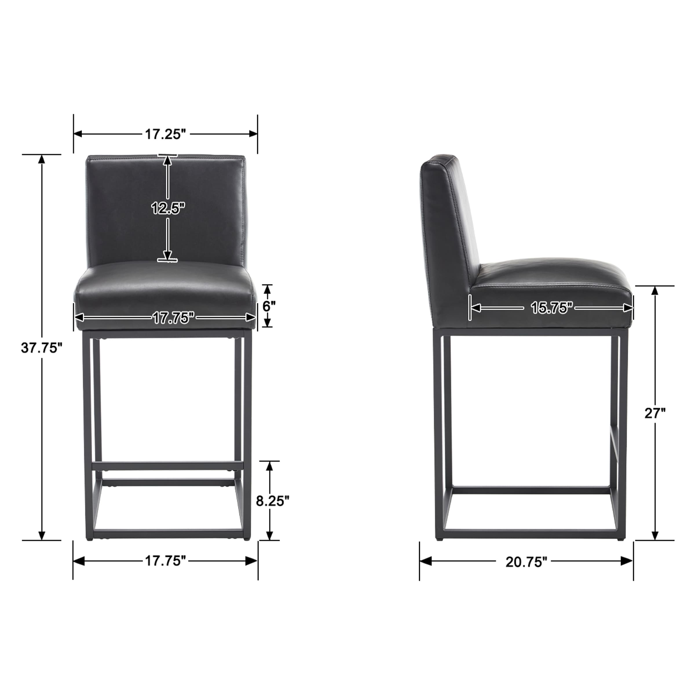 VESCASA 27"H & 31"H Metal Frame Counter Height Bar Stools Set of 2 - 5691