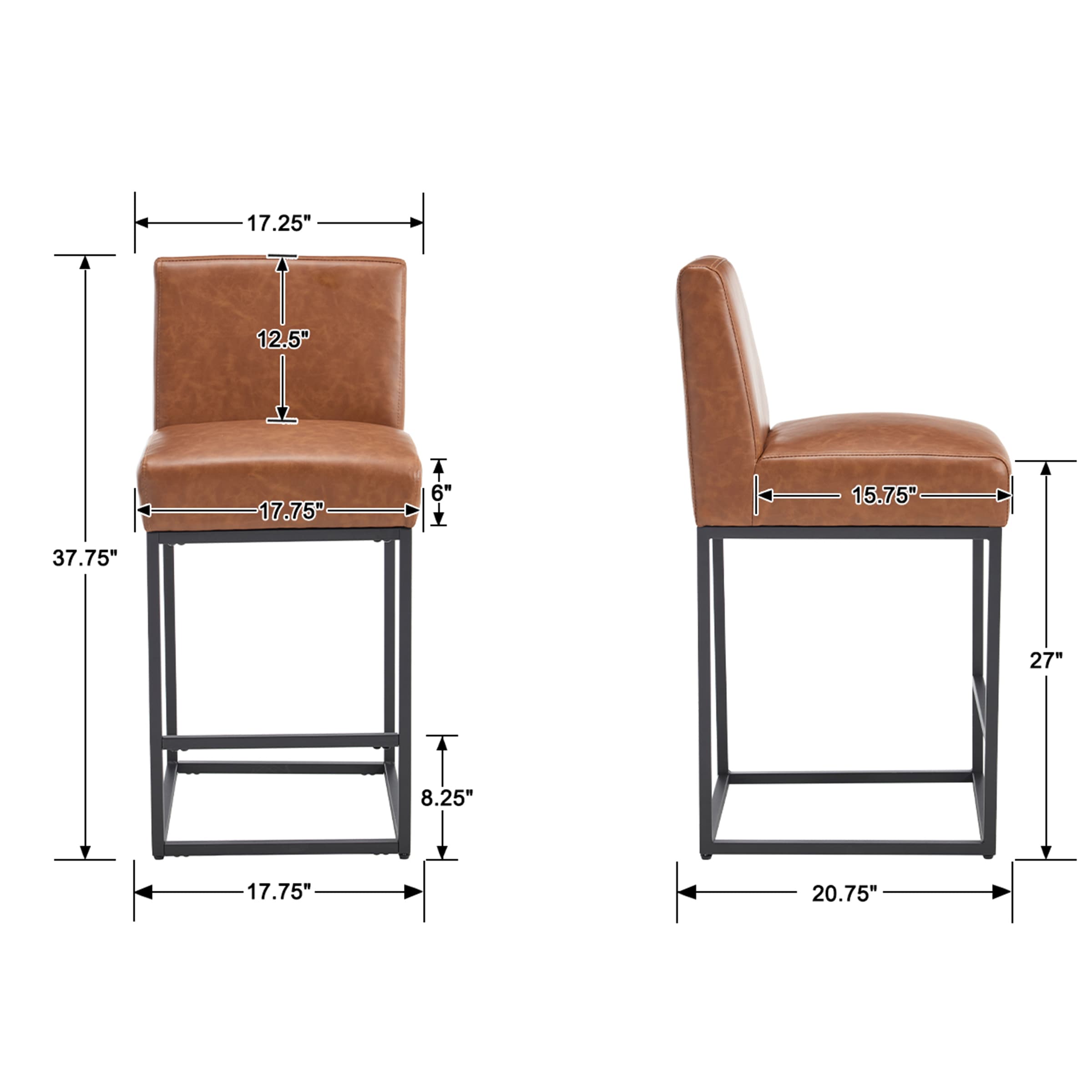 VESCASA 27"H & 31"H Metal Frame Counter Height Bar Stools Set of 2 - 5691