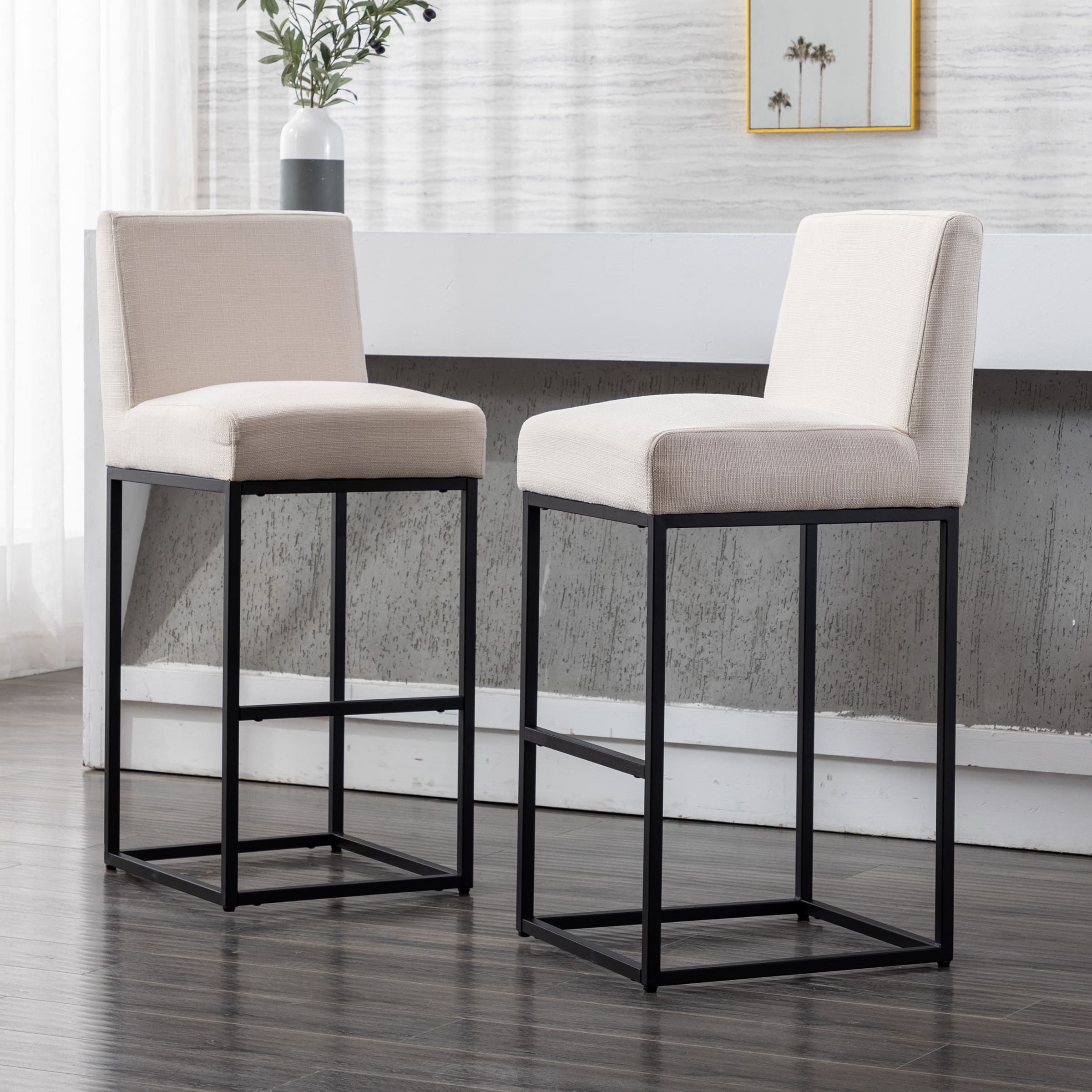 VESCASA 27"H & 31"H Metal Frame Counter Height Bar Stools Set of 2 - 5691