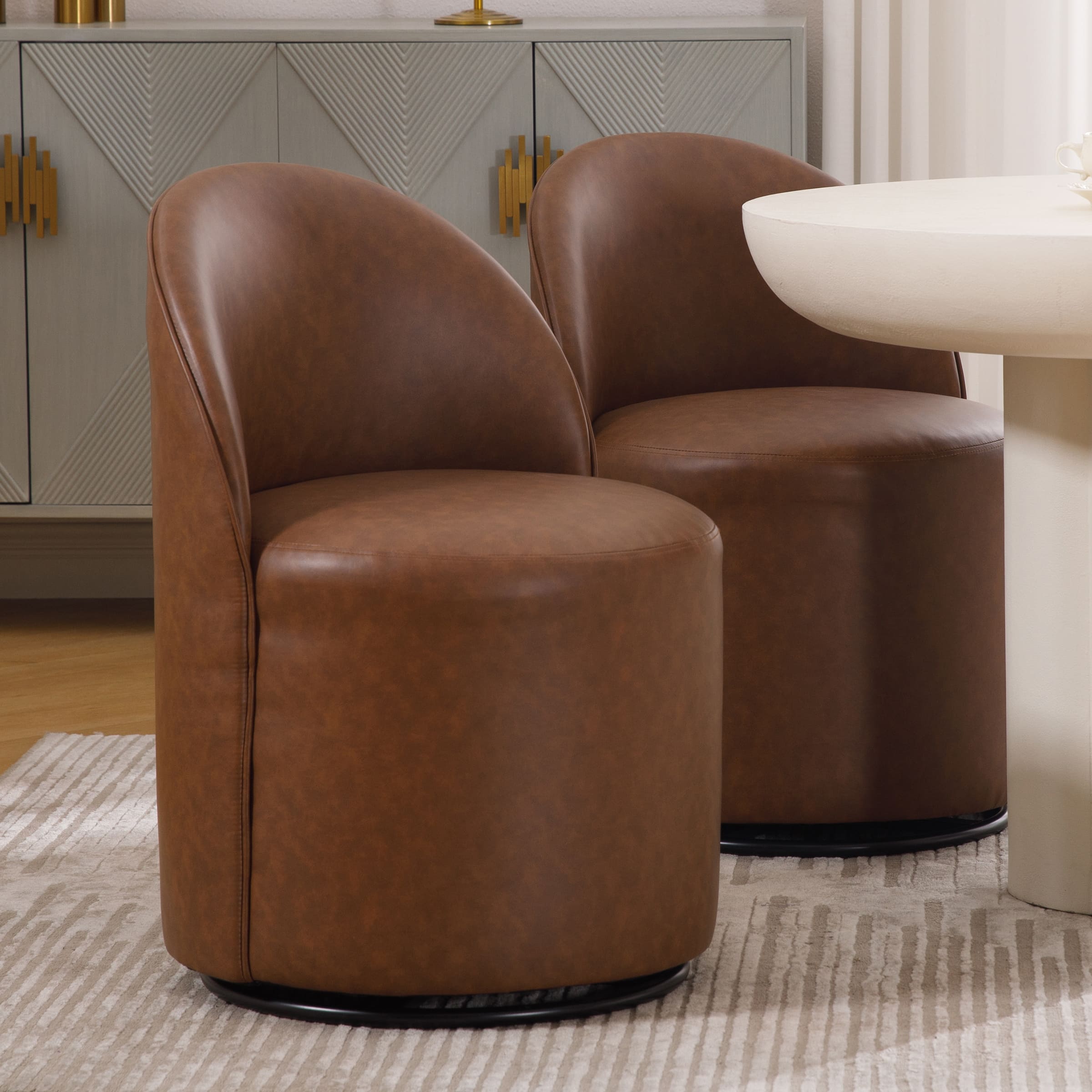 VESCASA Swivel Upholstered Barrel Dining Chair 1PCS - X299DC