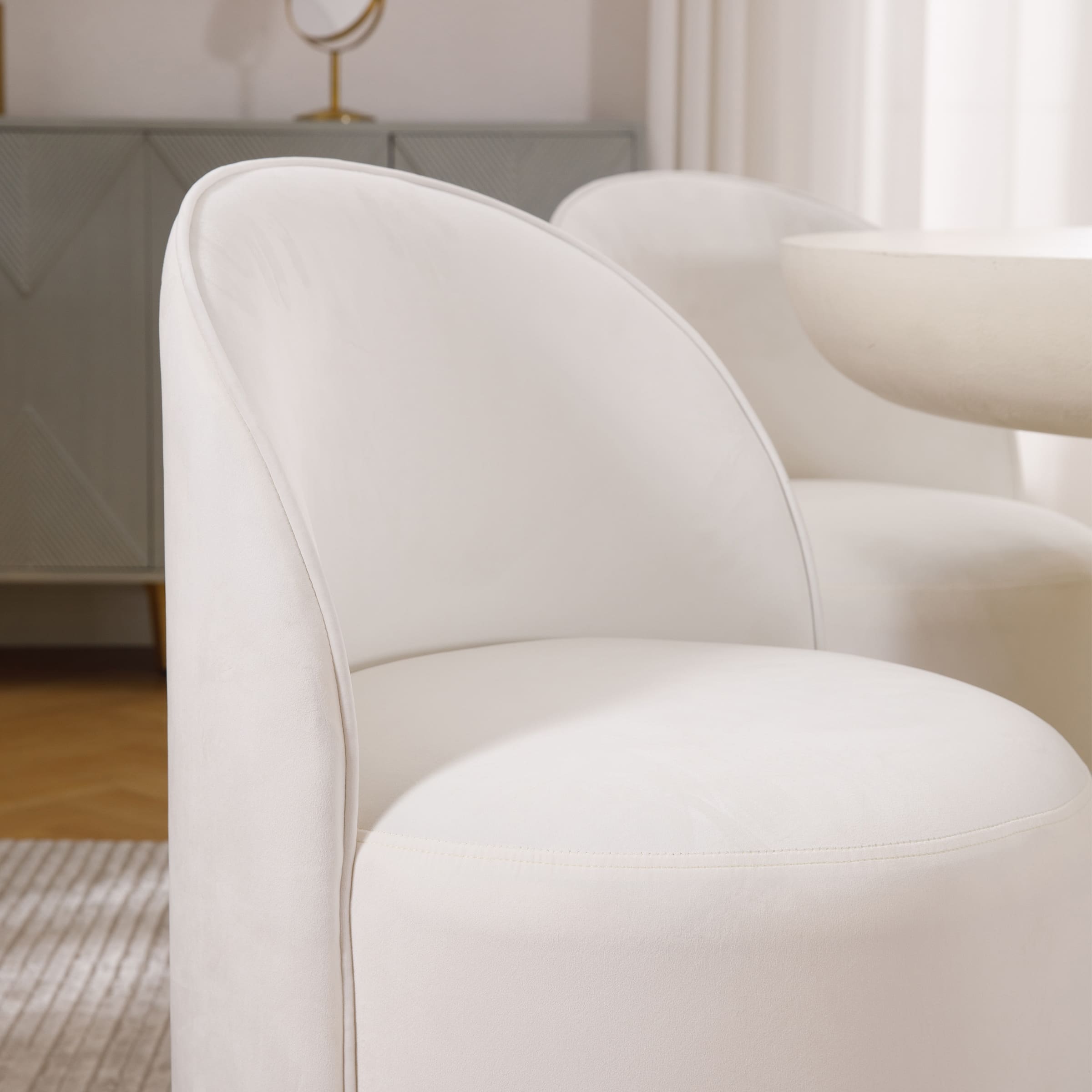 VESCASA Swivel Upholstered Barrel Dining Chair 1PCS - X299DC