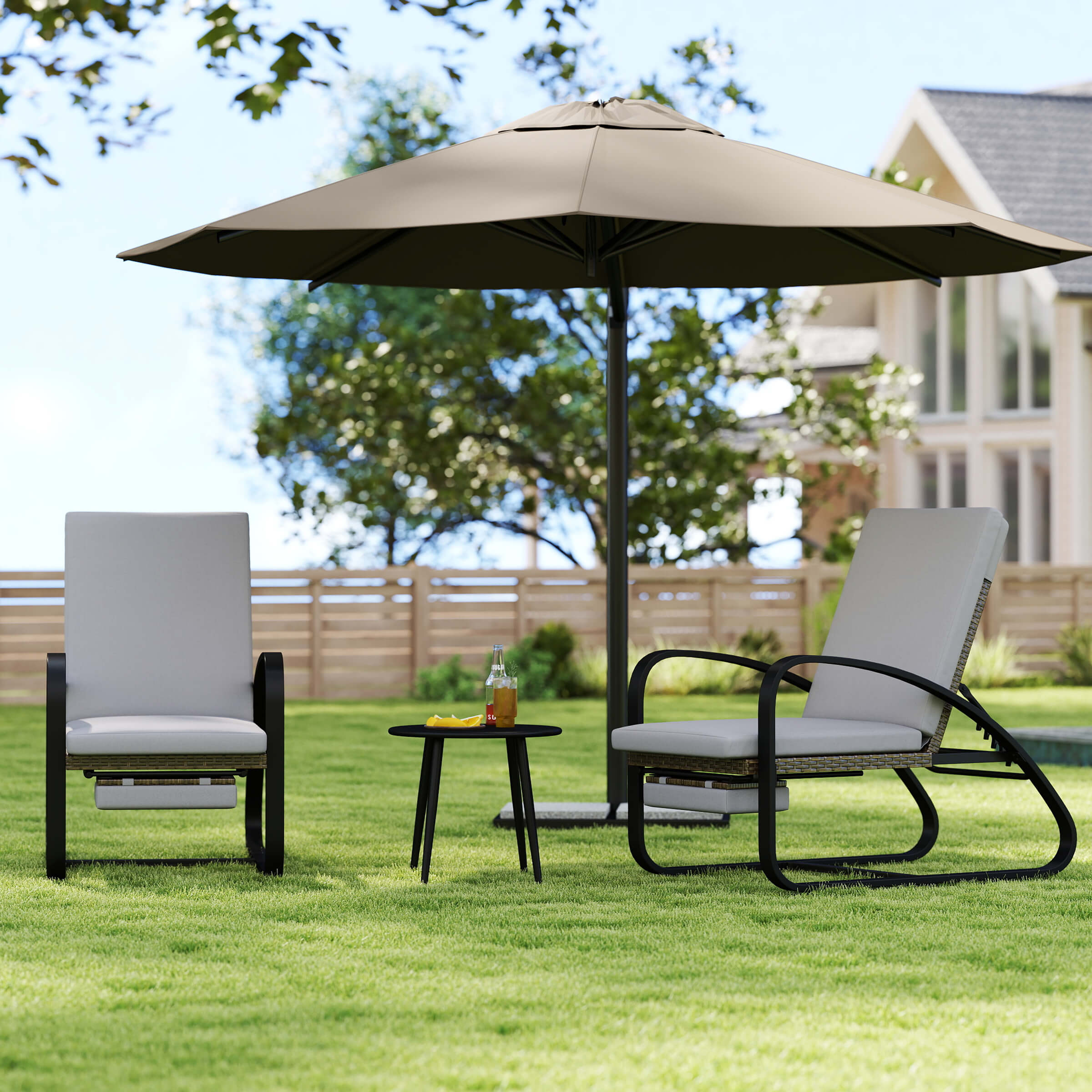 VESCASA 3 Piece Patio Set with Chaise Lounge Chairs and Table - 20701SE