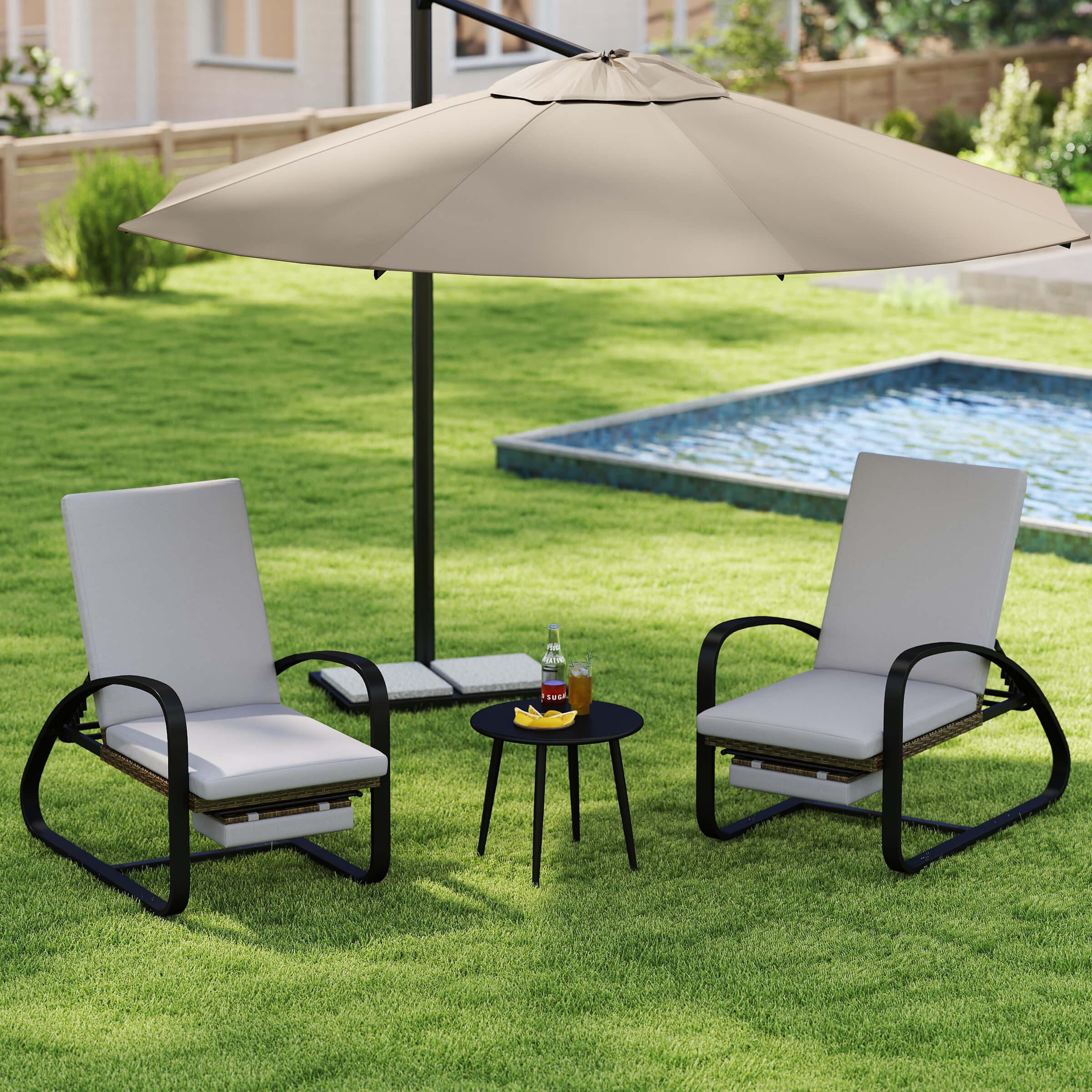 VESCASA 3 Piece Patio Set with Chaise Lounge Chairs and Table - 20701SE
