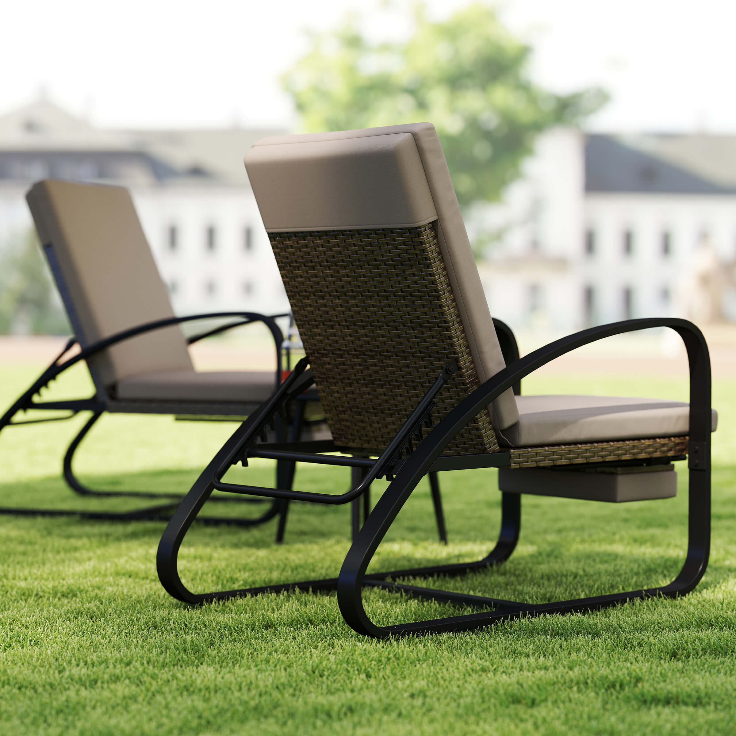 VESCASA 3 Piece Patio Set with Chaise Lounge Chairs and Table - 20701SE
