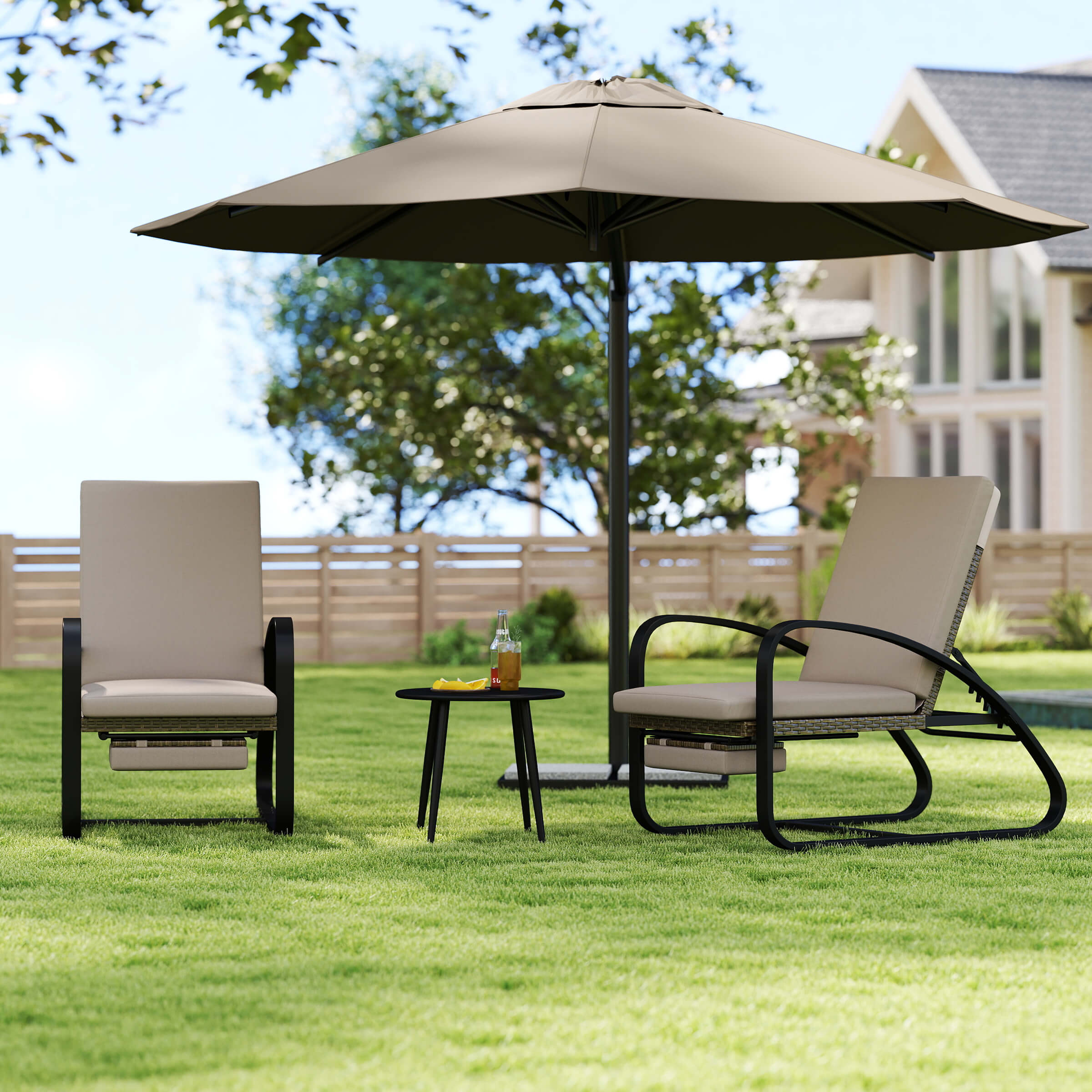 VESCASA 3 Piece Patio Set with Chaise Lounge Chairs and Table - 20701SE