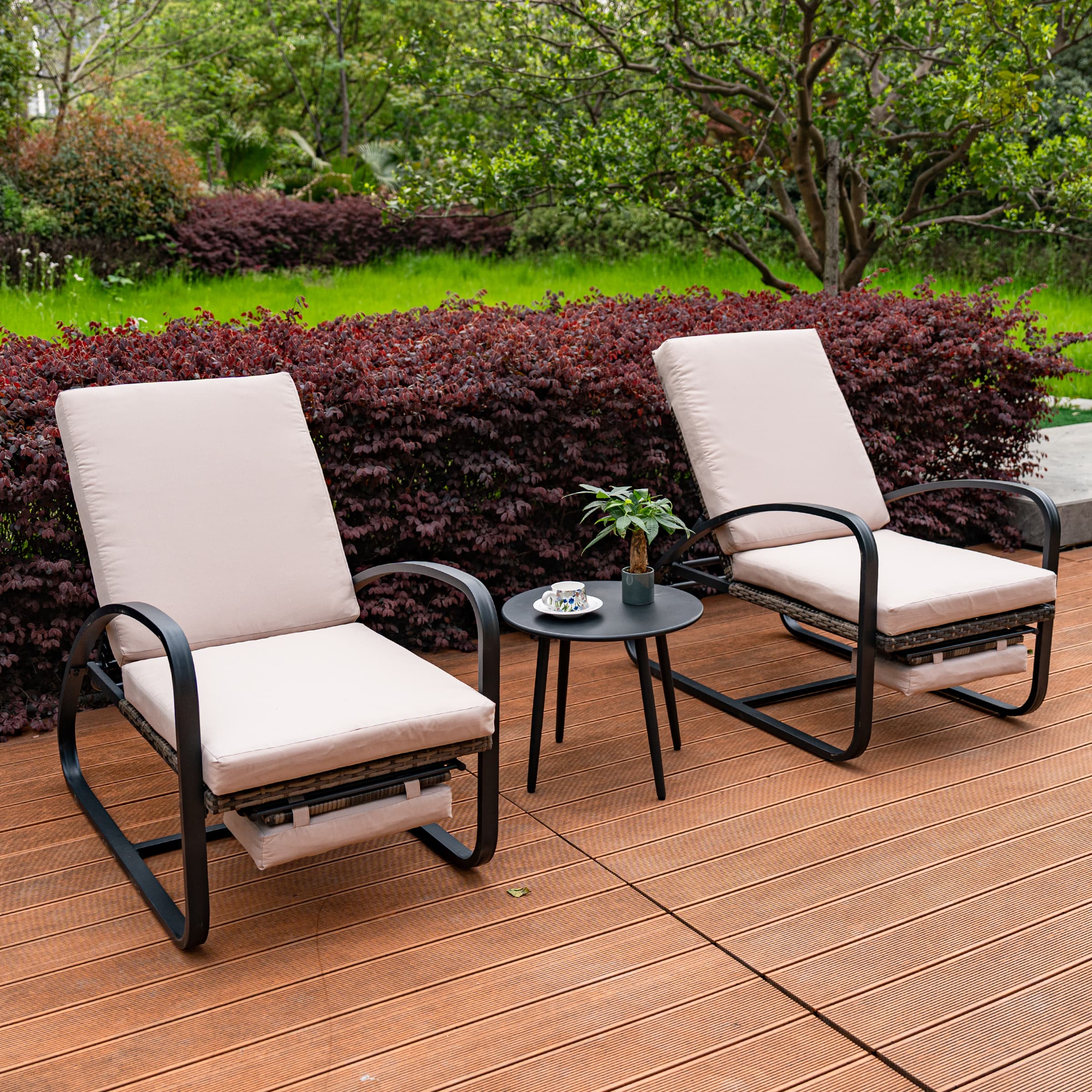 VESCASA 3 Piece Patio Set with Chaise Lounge Chairs and Table - 20701SE