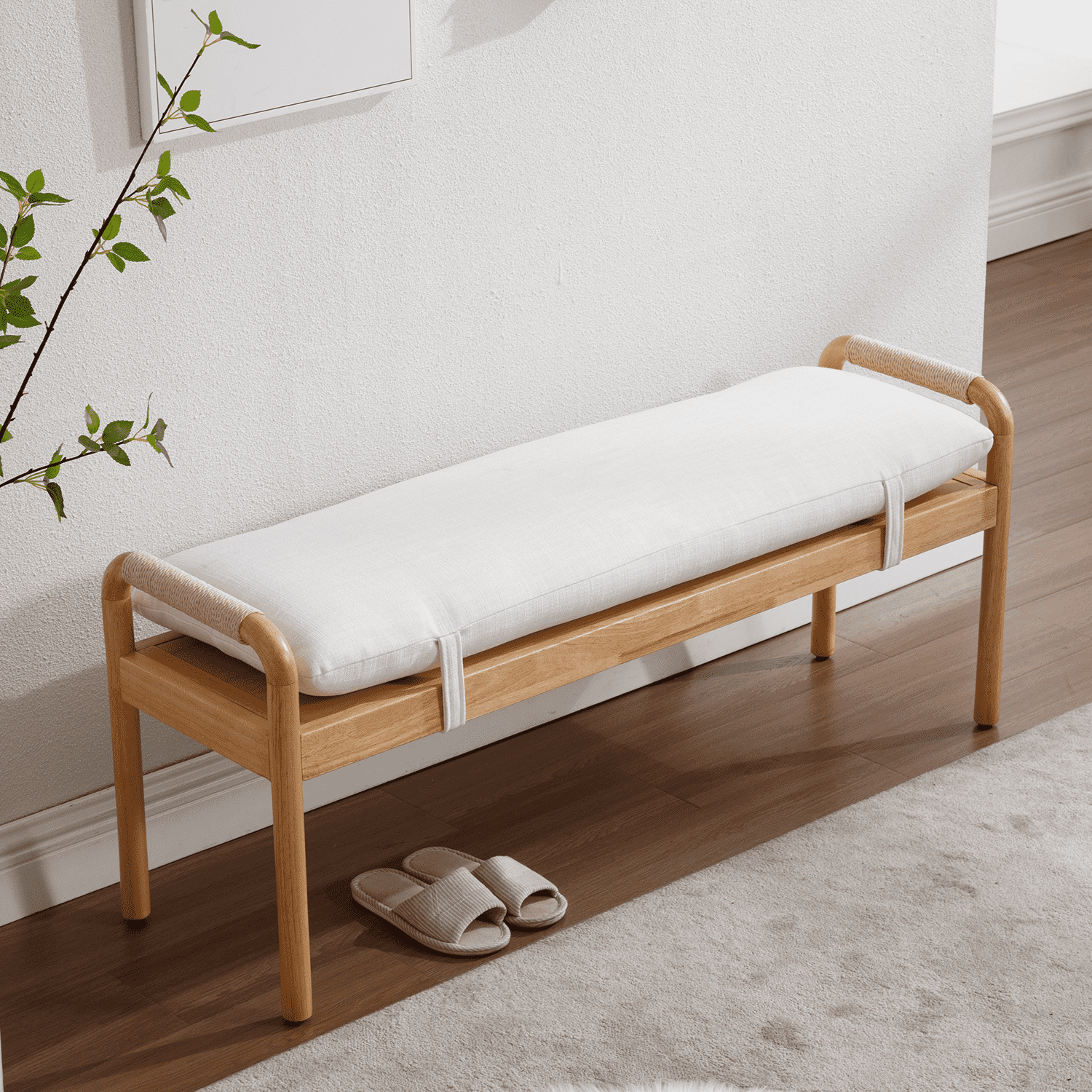 VESCASA Linen Upholstered Entryway Bench - XX08BH