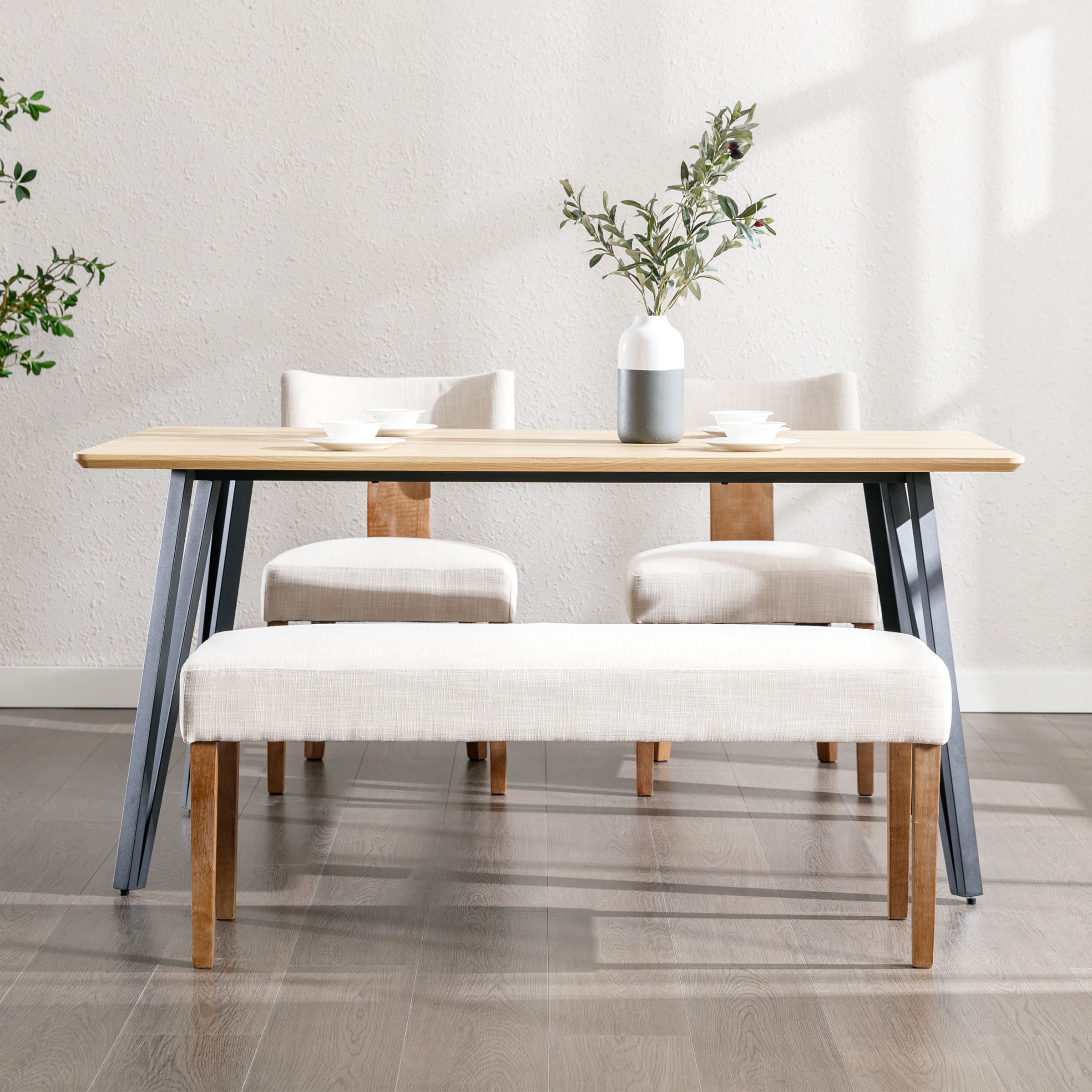 Janoray 44.5" W Farmhouse Padded Entryway Bench - 2586BH