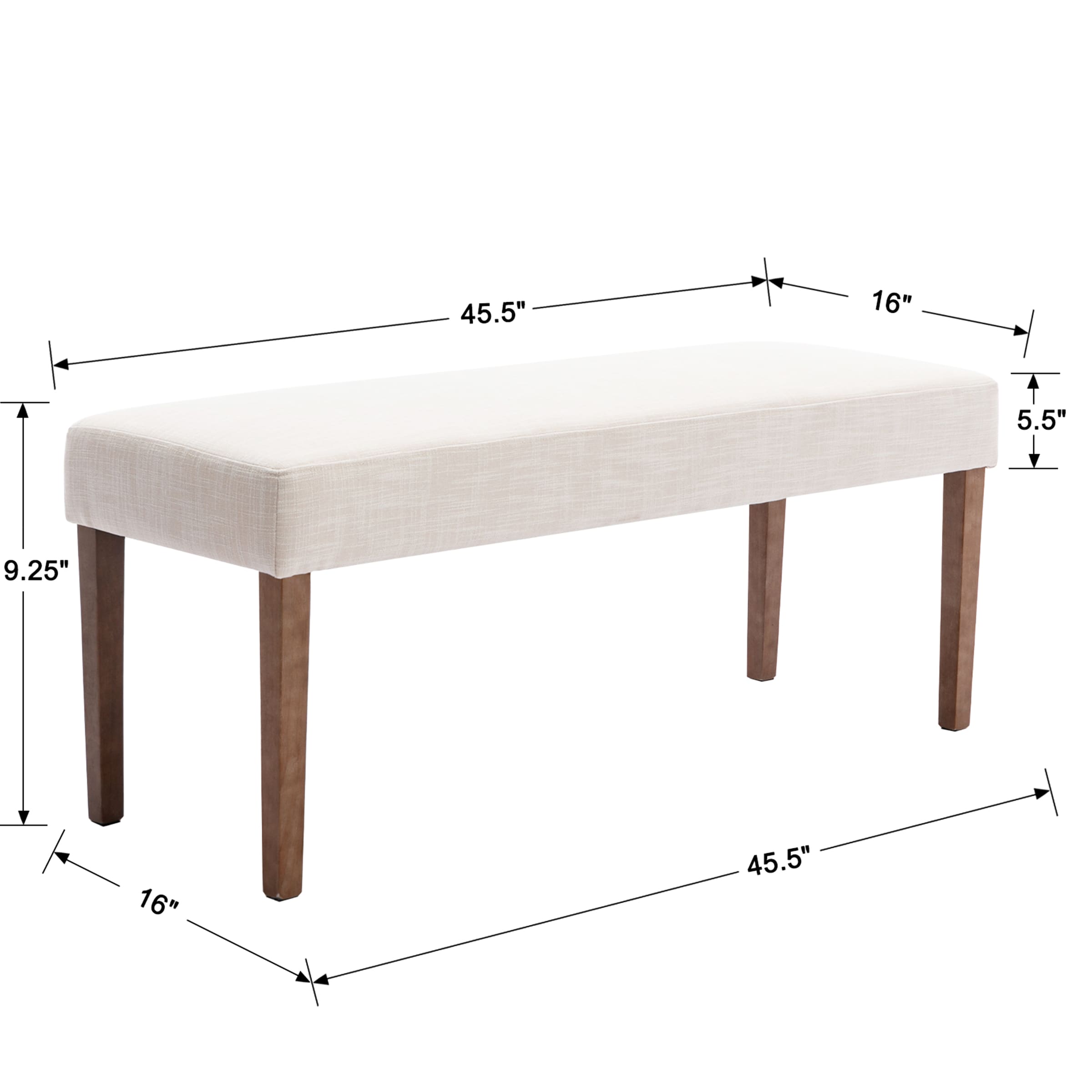 Janoray 44.5" W Farmhouse Padded Entryway Bench - 2586BH