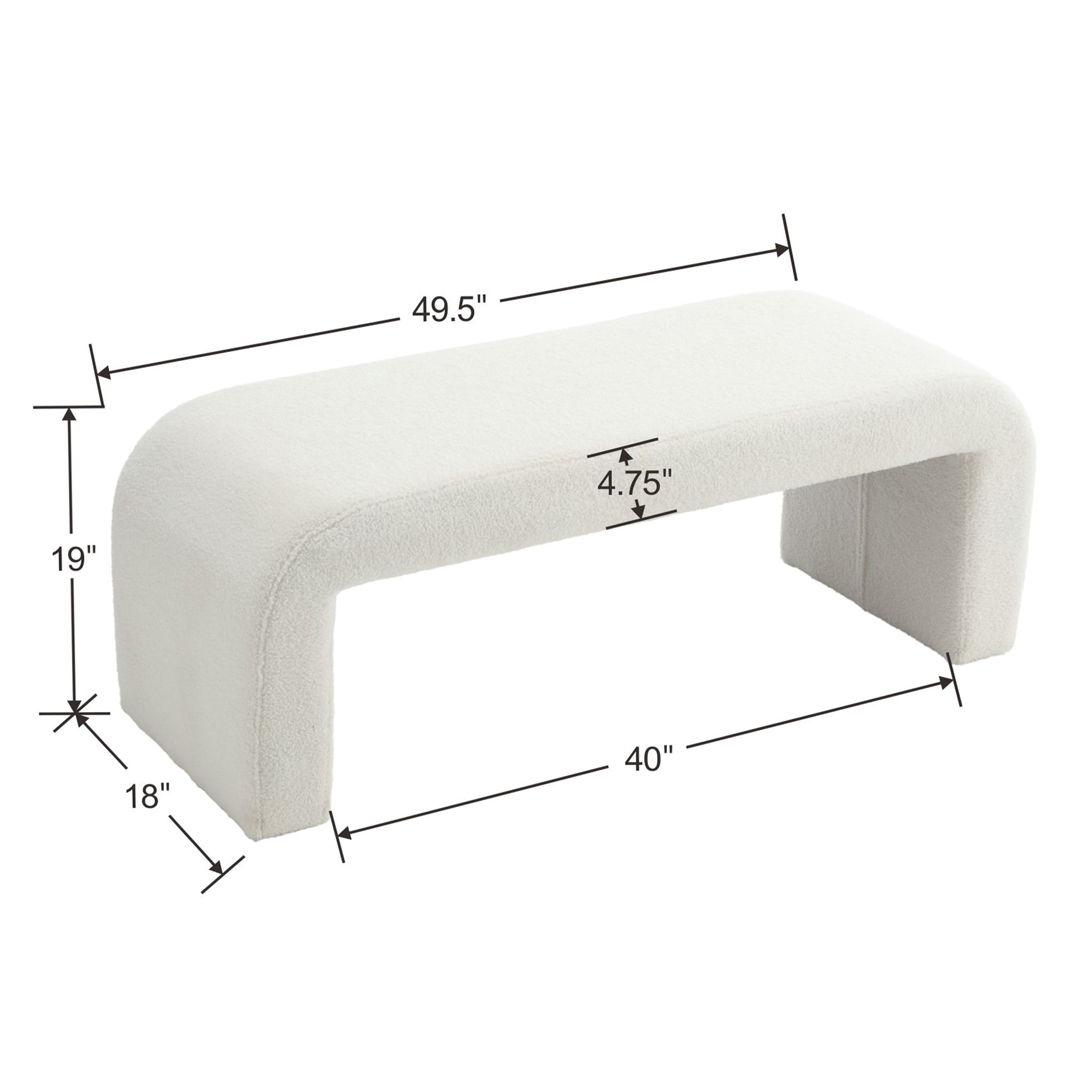 VESCASA 49.5" W Sherpa Bench for Hallway - 2514BH