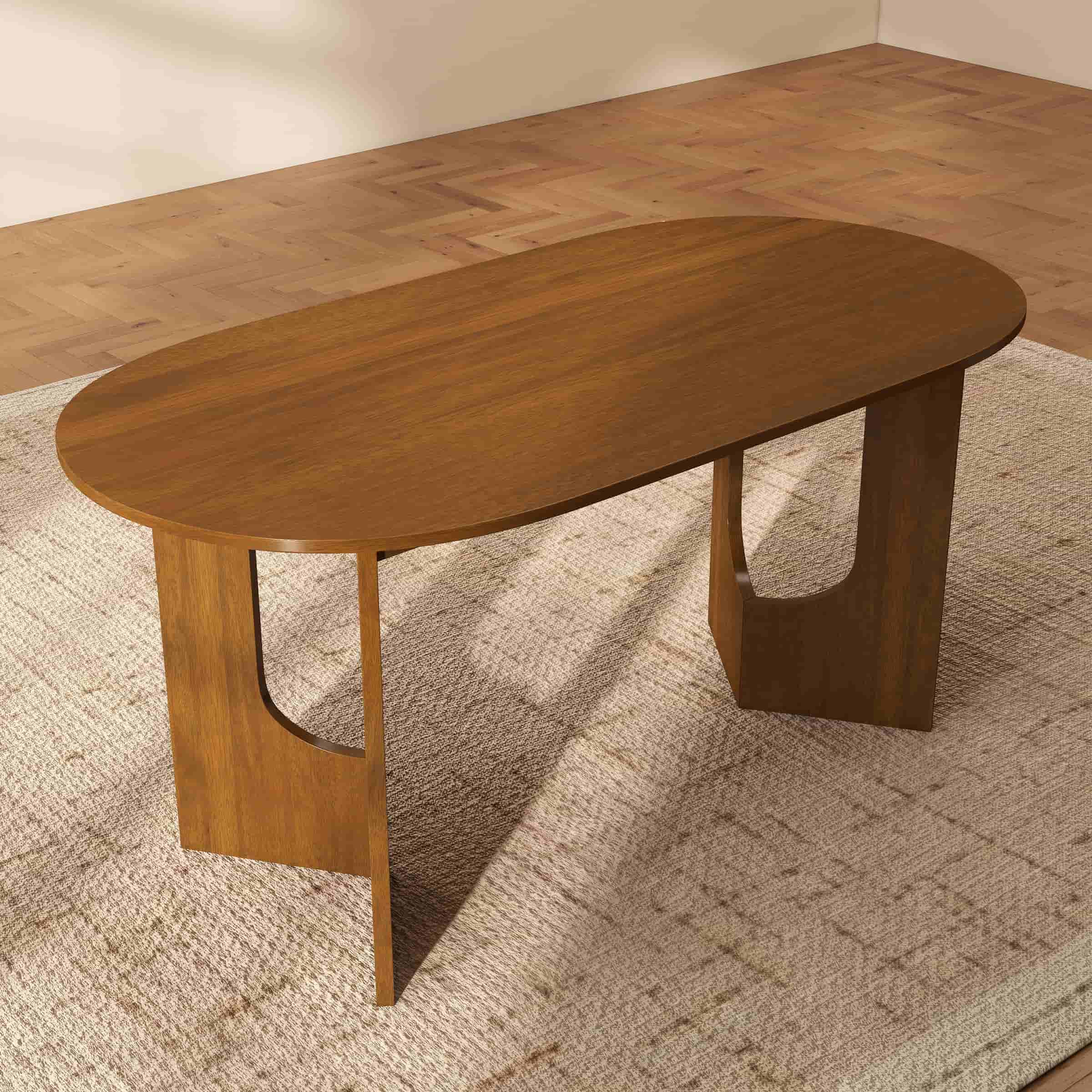 VESCASA 63"L Solid Wood Walnut Oval Dining Table - 00074DT
