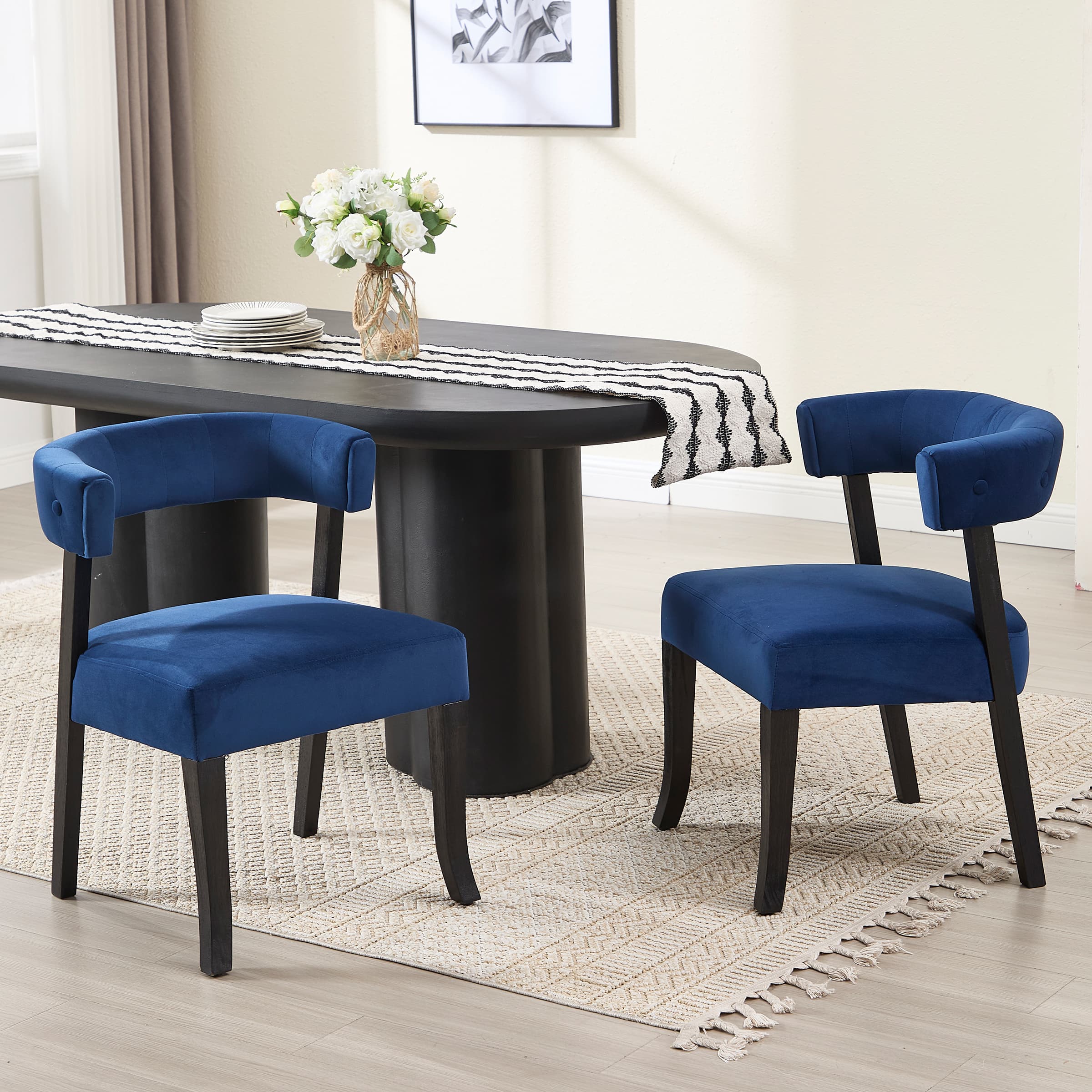 ZH4YOU Armless Curved Back Dining Chairs Set of 2 - 10041DC