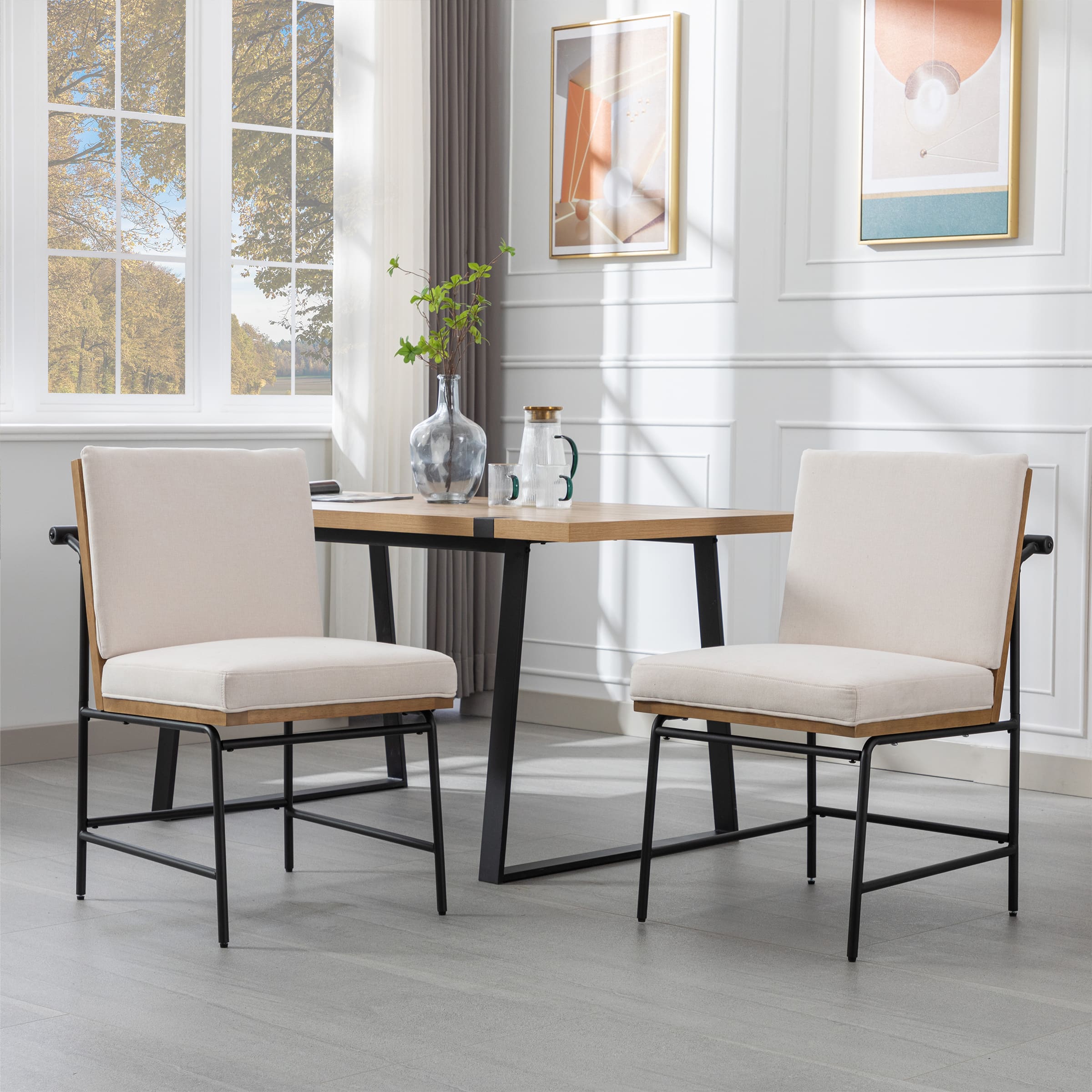 CIMOTA Metal Legs Armless Parsons Dining Chairs Set of 2 - 1912DC