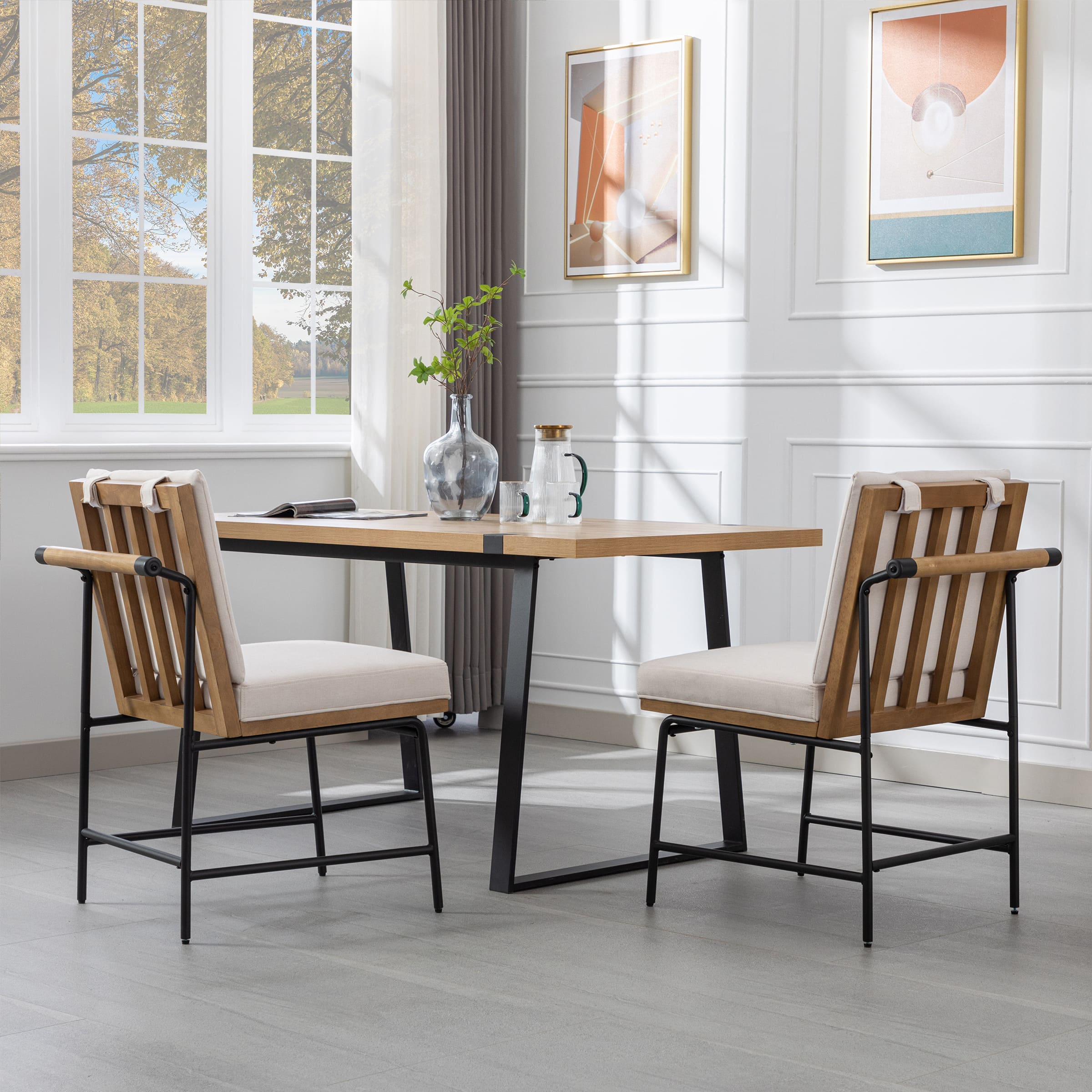 CIMOTA Metal Legs Armless Parsons Dining Chairs Set of 2 - 1912DC