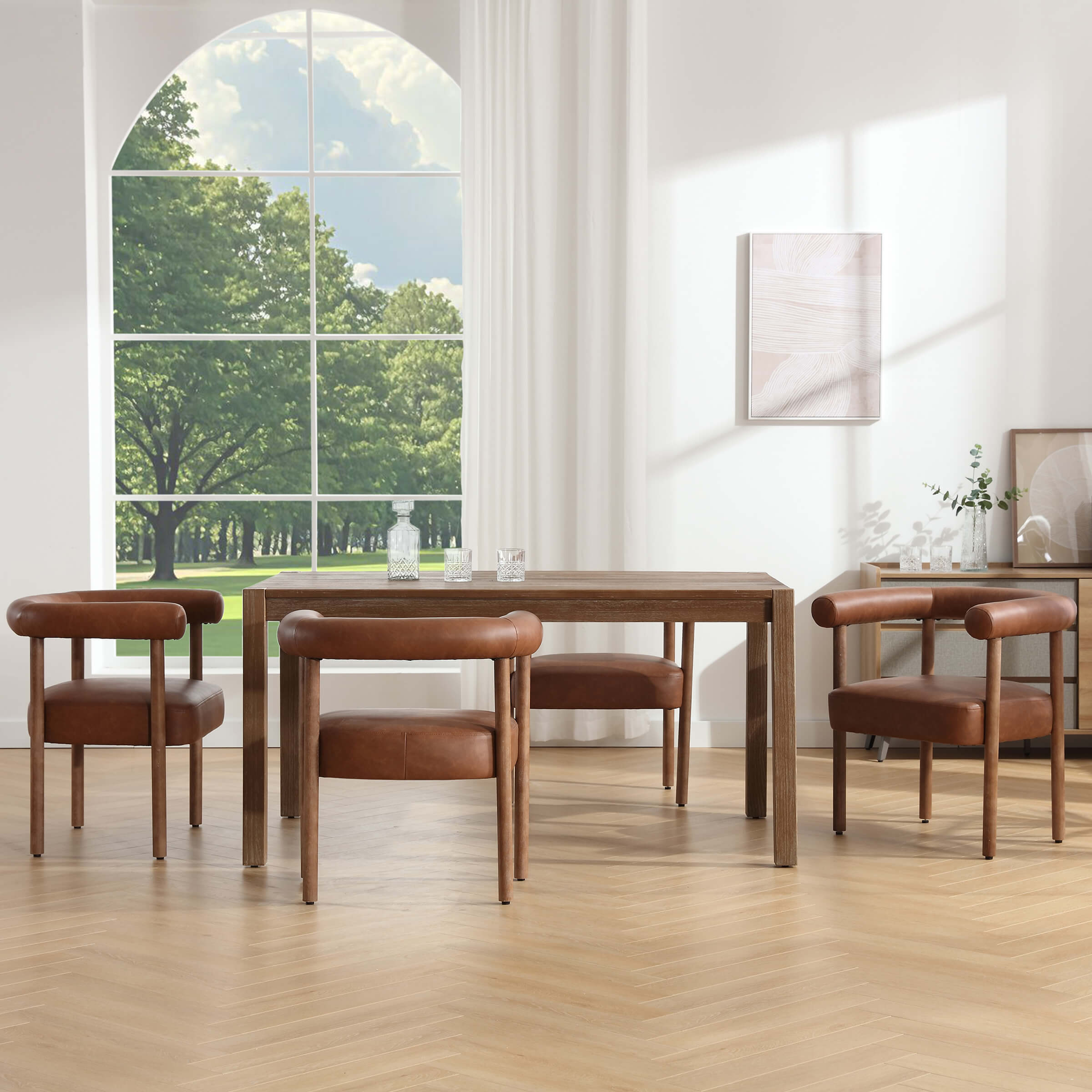 VESCASA Barrel Open Back Upholstered Dining Chairs Set of 2 - 1930DC