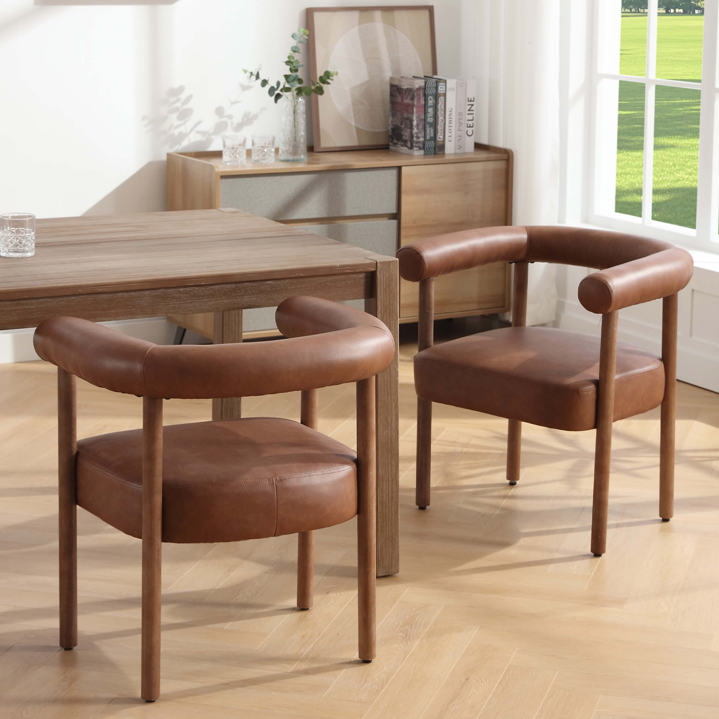 VESCASA Barrel Open Back Upholstered Dining Chairs Set of 2 - 1930DC