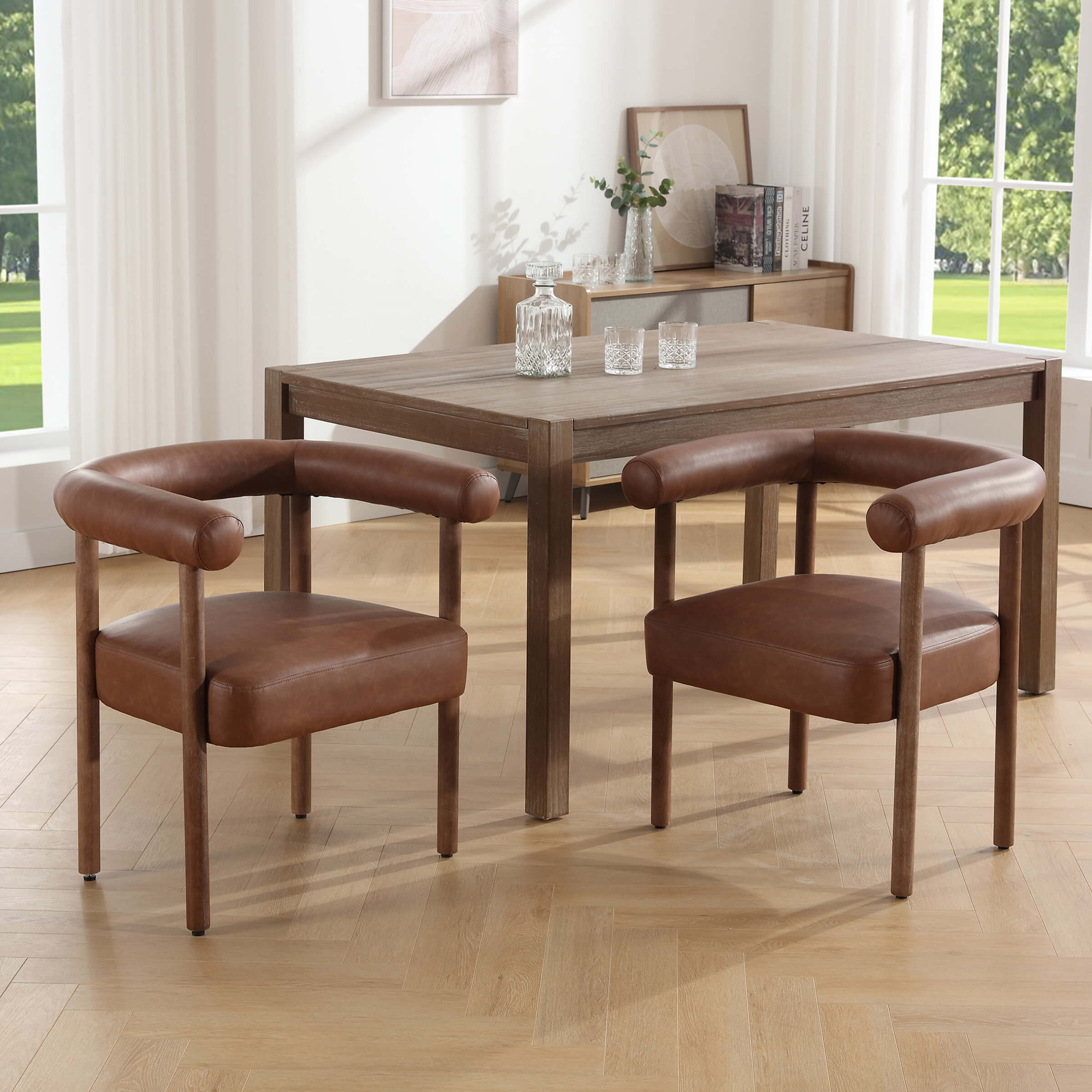 VESCASA Barrel Open Back Upholstered Dining Chairs Set of 2 - 1930DC