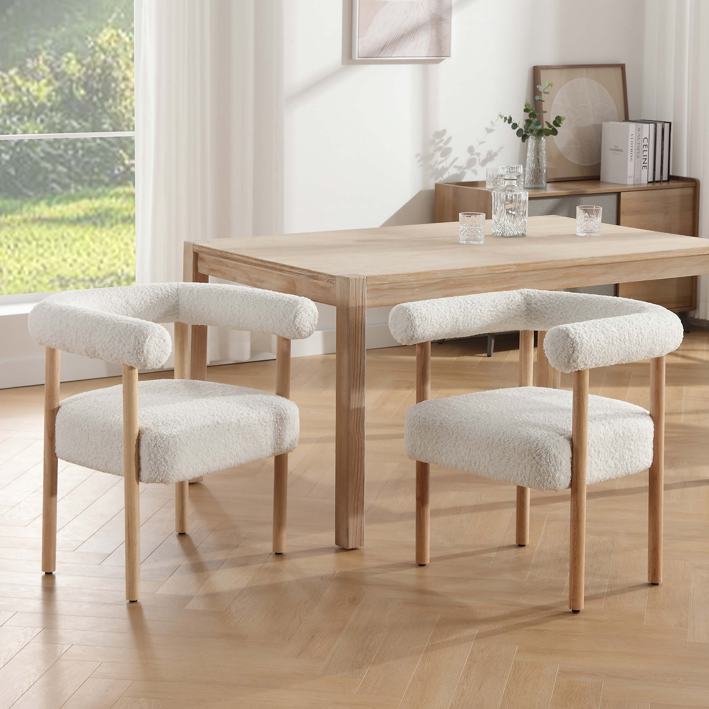 VESCASA Barrel Open Back Upholstered Dining Chairs Set of 2 - 1930DC