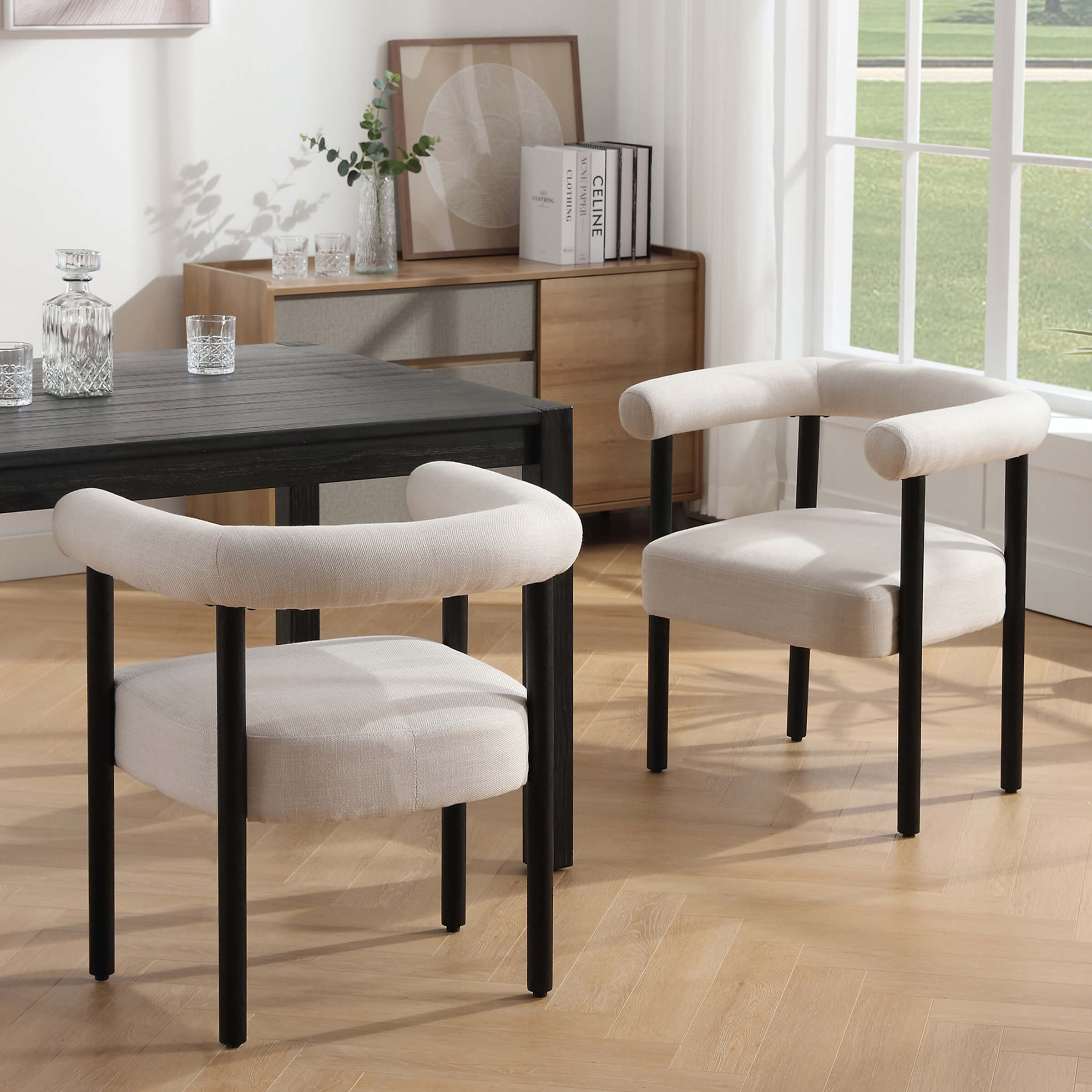 VESCASA Barrel Open Back Upholstered Dining Chairs Set of 2 - 1930DC