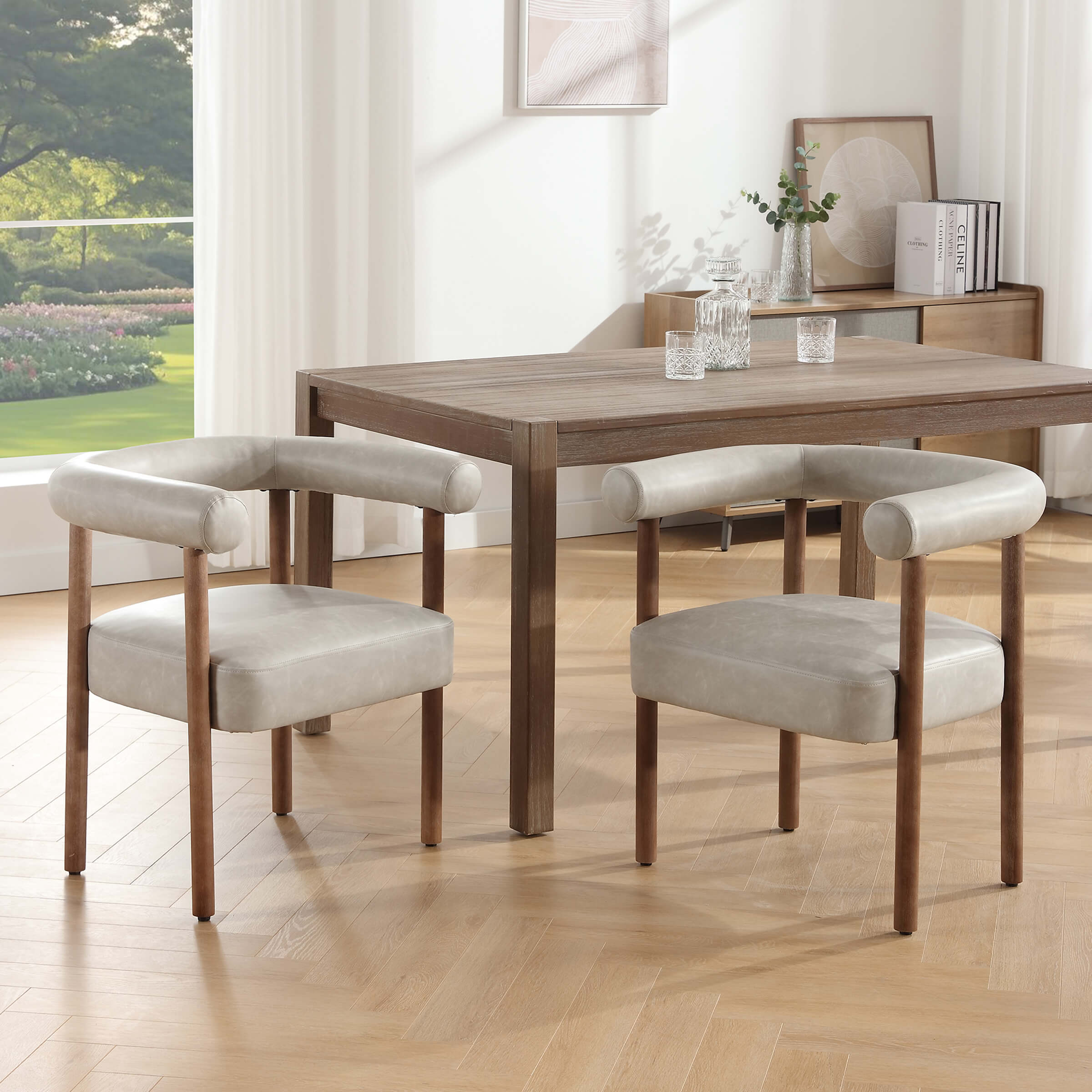 VESCASA Barrel Open Back Upholstered Dining Chairs Set of 2 - 1930DC