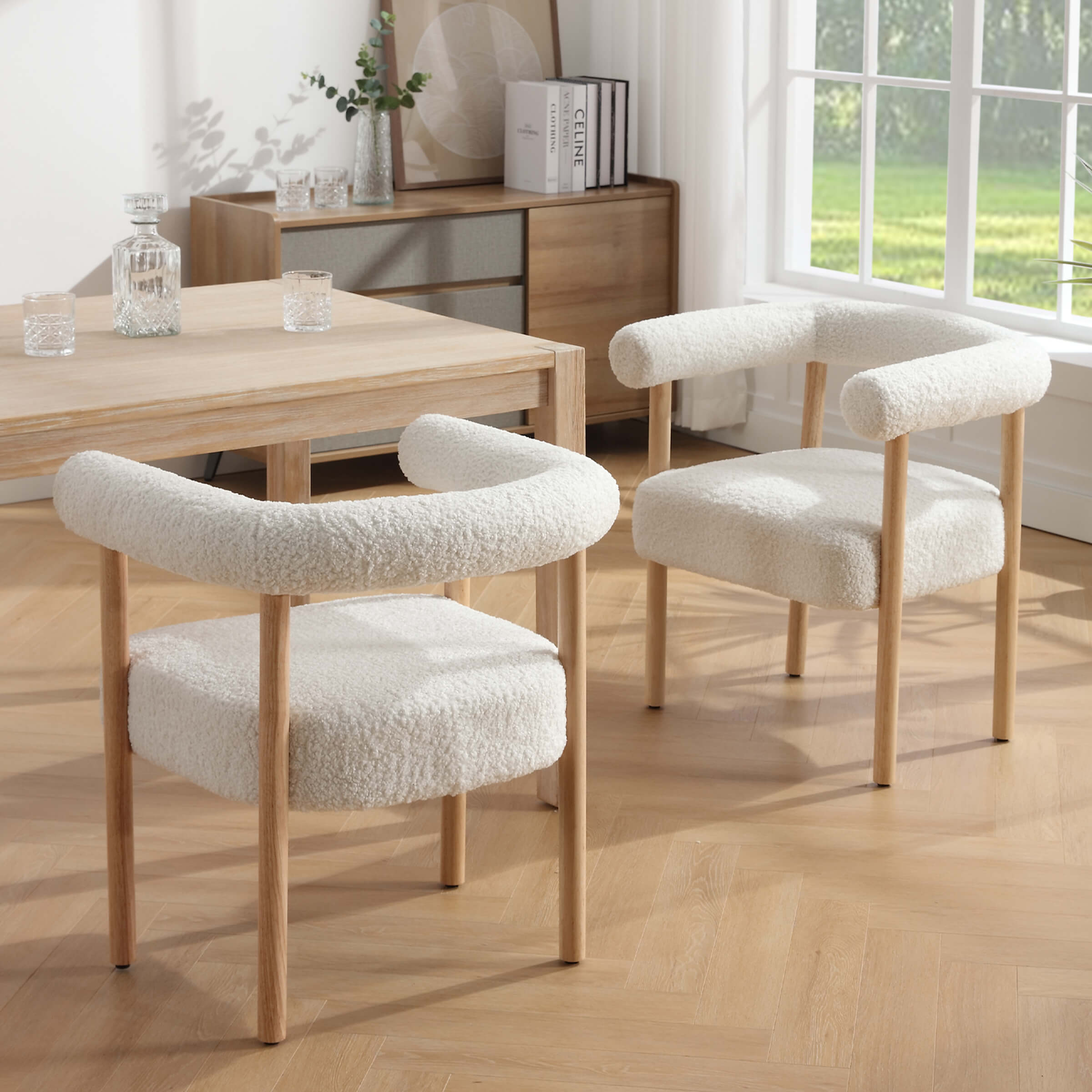 VESCASA Barrel Open Back Upholstered Dining Chairs Set of 2 - 1930DC