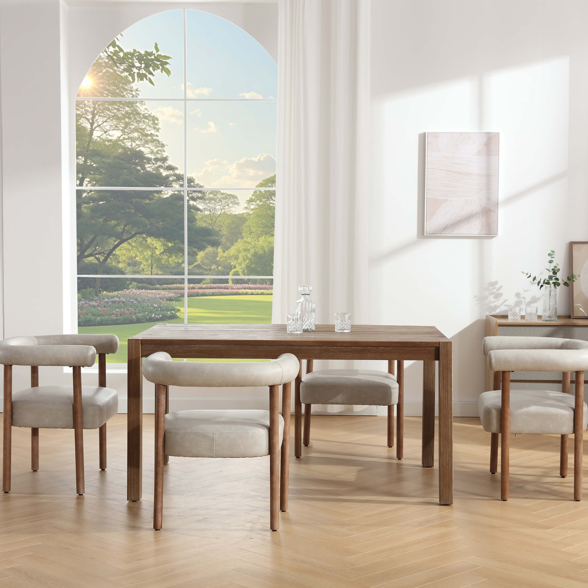 VESCASA Barrel Open Back Upholstered Dining Chairs Set of 2 - 1930DC