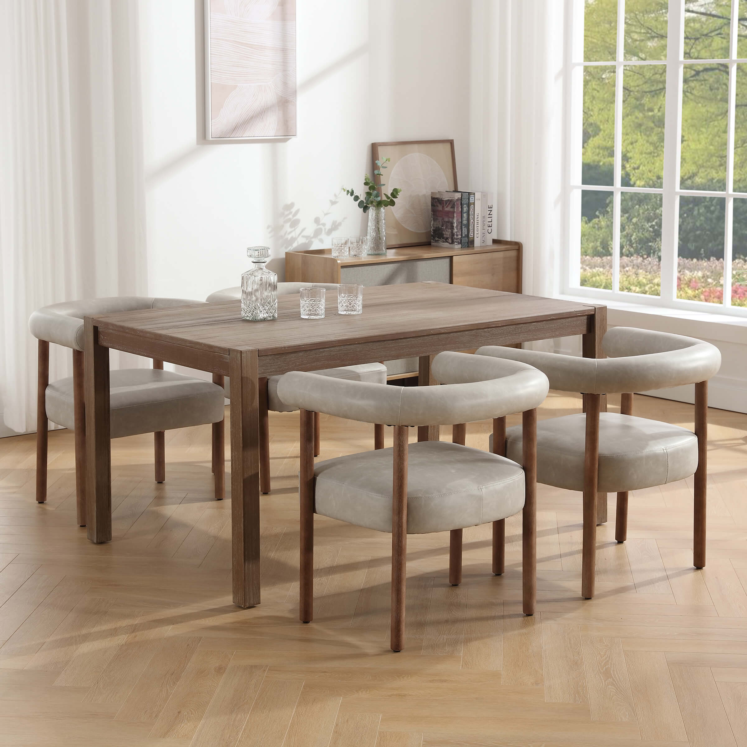 VESCASA Barrel Open Back Upholstered Dining Chairs Set of 2 - 1930DC