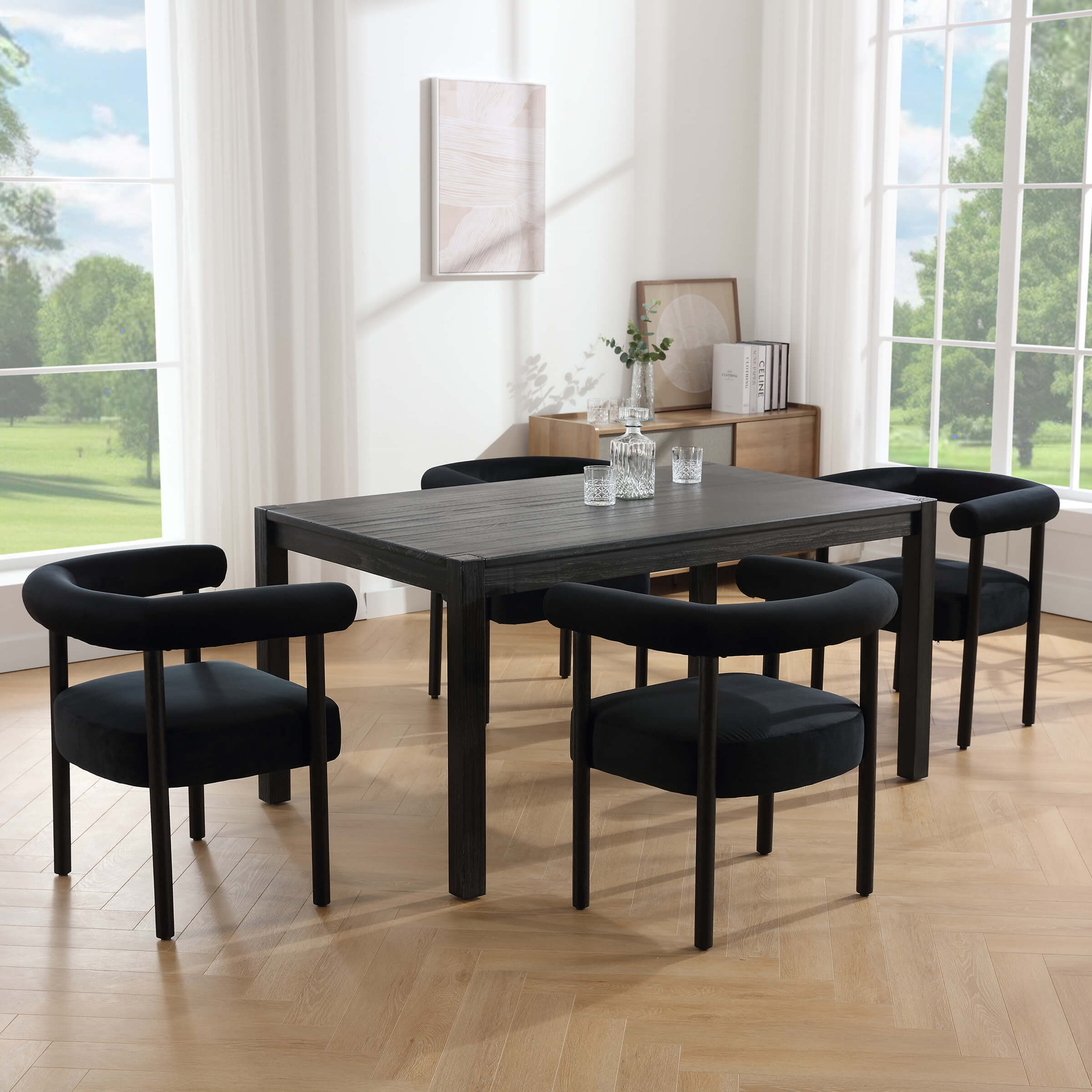 VESCASA Barrel Open Back Upholstered Dining Chairs Set of 2 - 1930DC