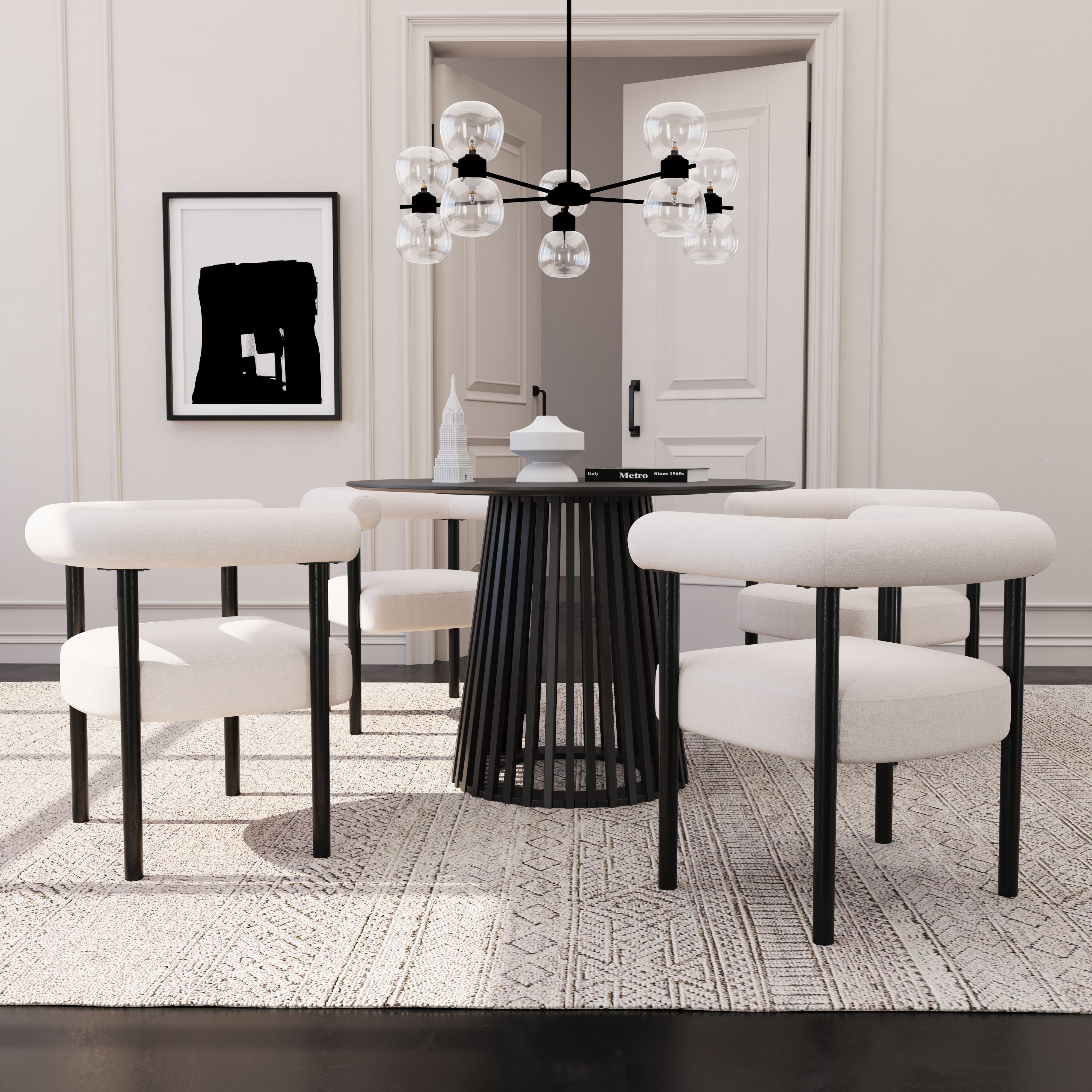 VESCASA Barrel Open Back Upholstered Dining Chairs Set of 2 - 1930DC