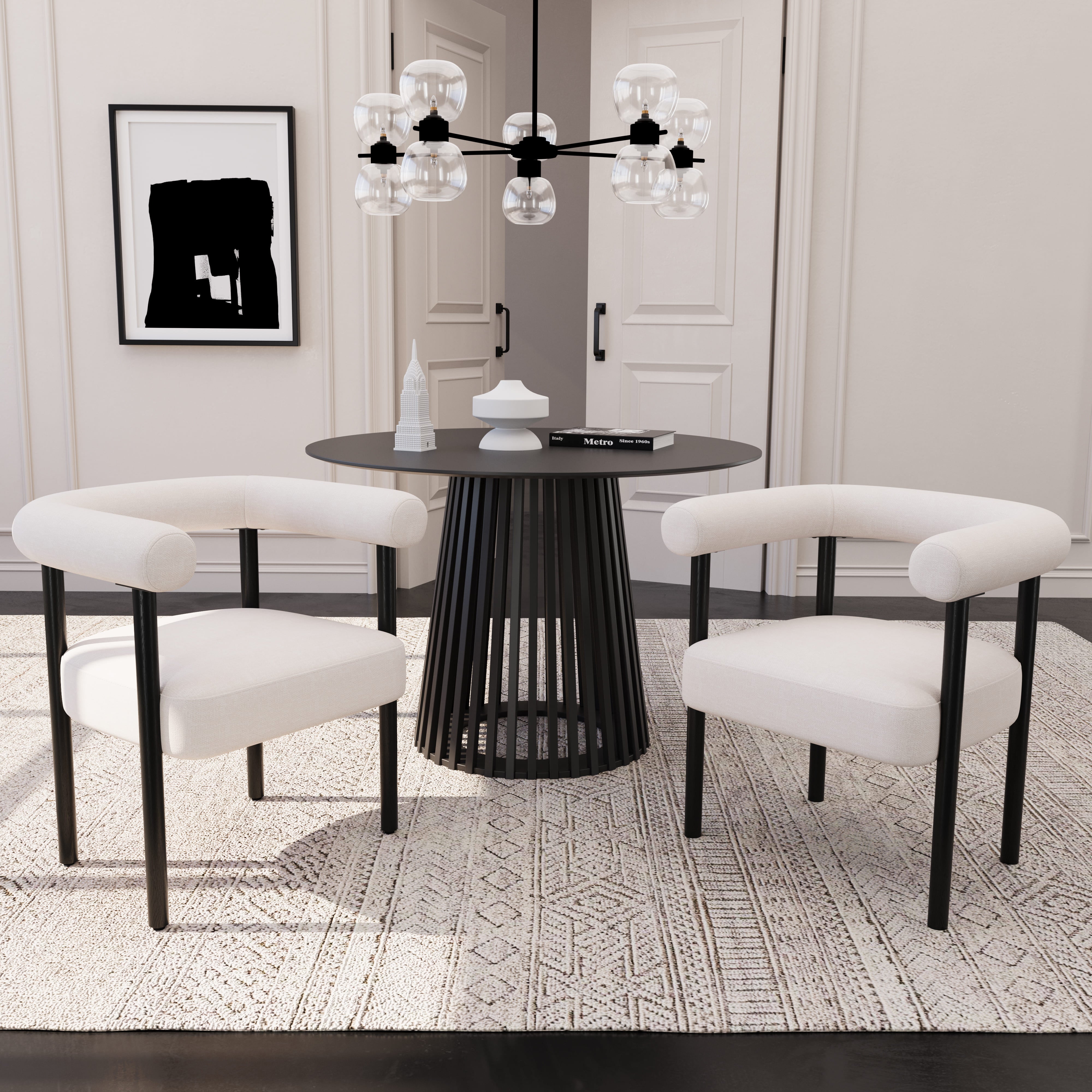 VESCASA Barrel Open Back Upholstered Dining Chairs Set of 2 - 1930DC
