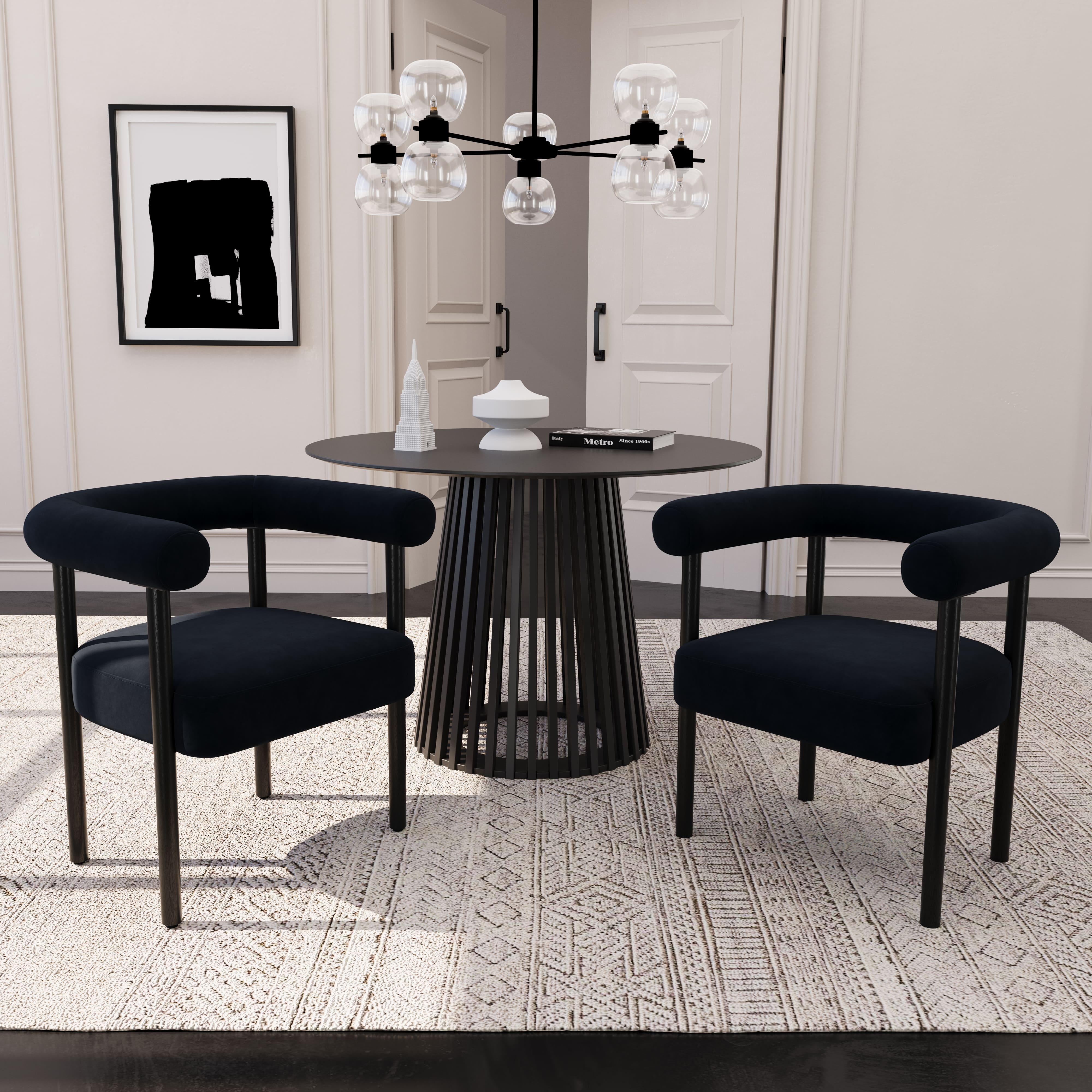 VESCASA Barrel Open Back Upholstered Dining Chairs Set of 2 - 1930DC