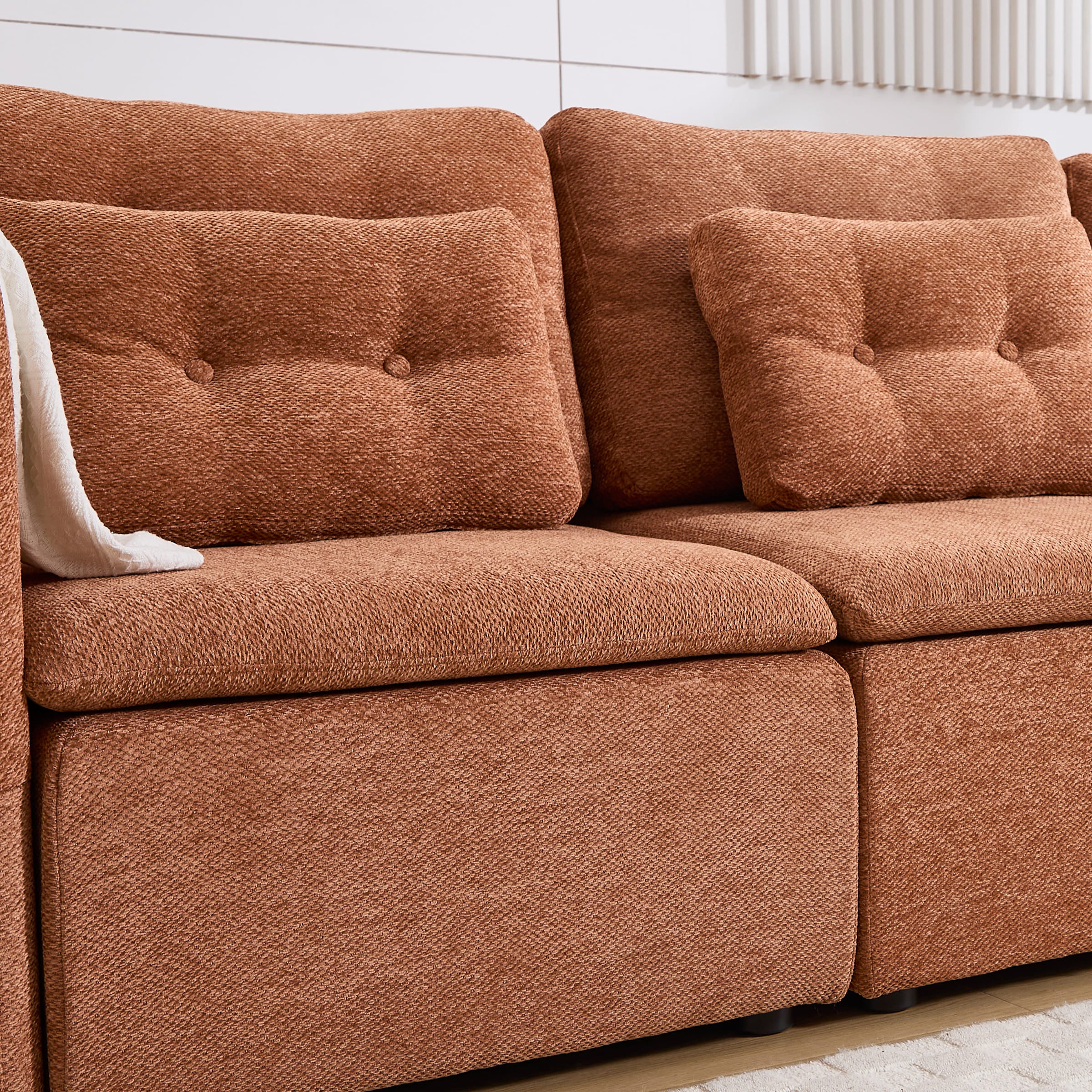 VESCASA Chenille 56.5" Modular Sectional Sofa with Waist Pillow - 90041SF