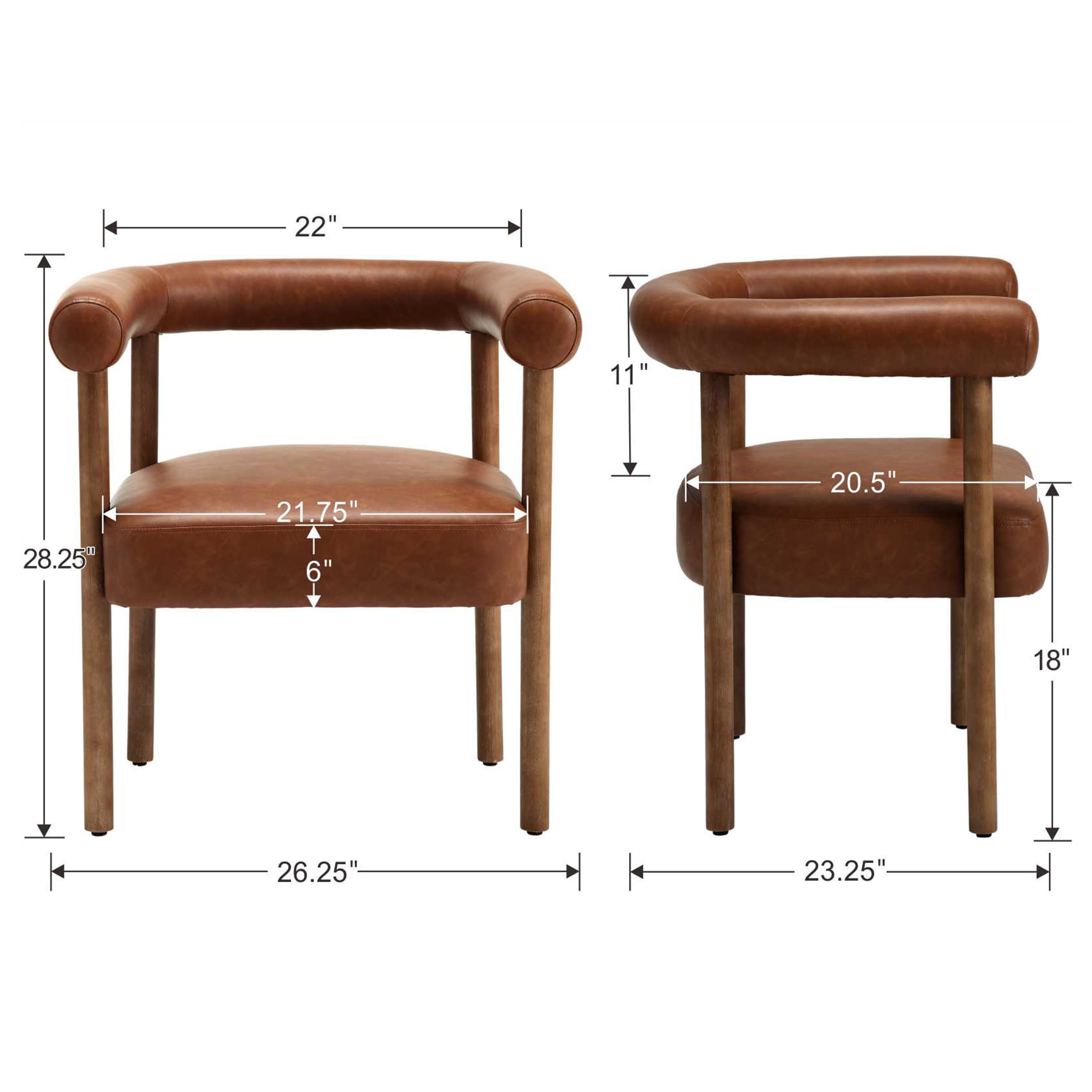 VESCASA Barrel Open Back Upholstered Dining Chairs Set of 2 - 1930DC