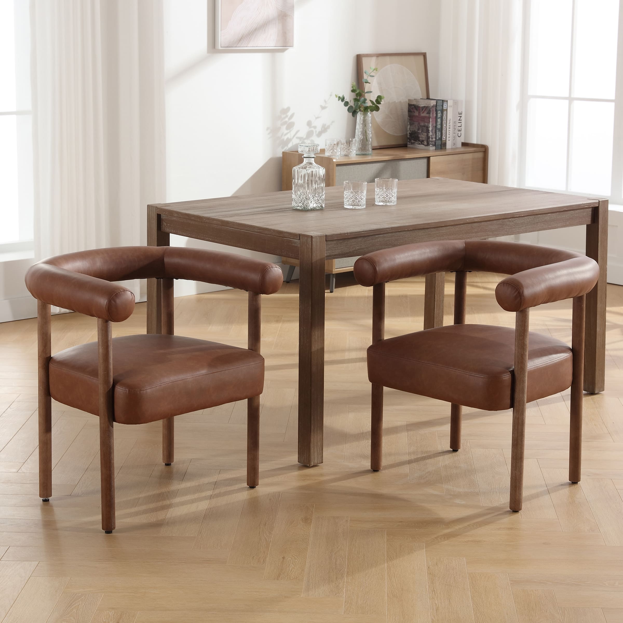 VESCASA Curve Open Back Padded Upholstered Dining Chairs Set of 2 - 1930DC