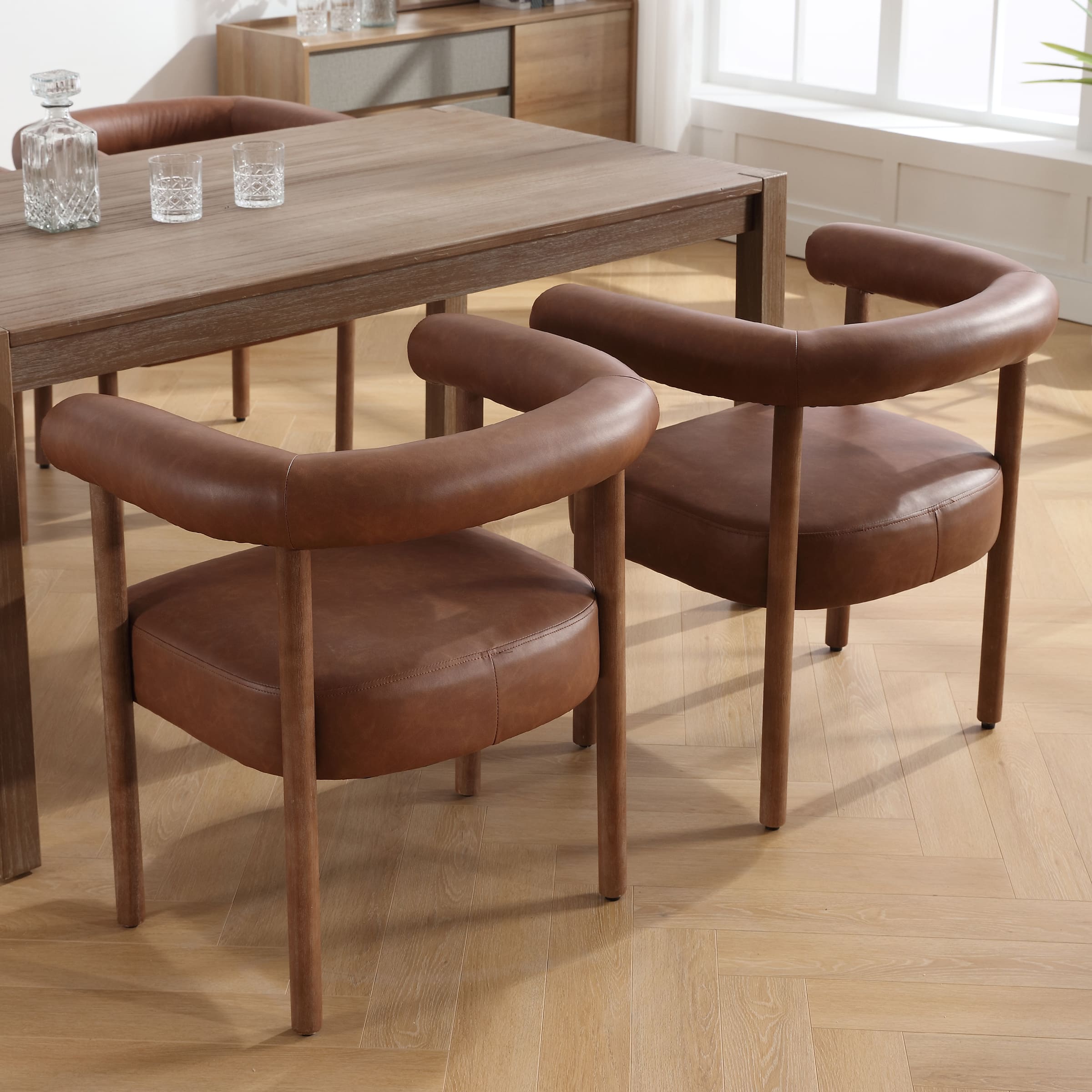 VESCASA Curve Open Back Padded Upholstered Dining Chairs Set of 2 - 1930DC