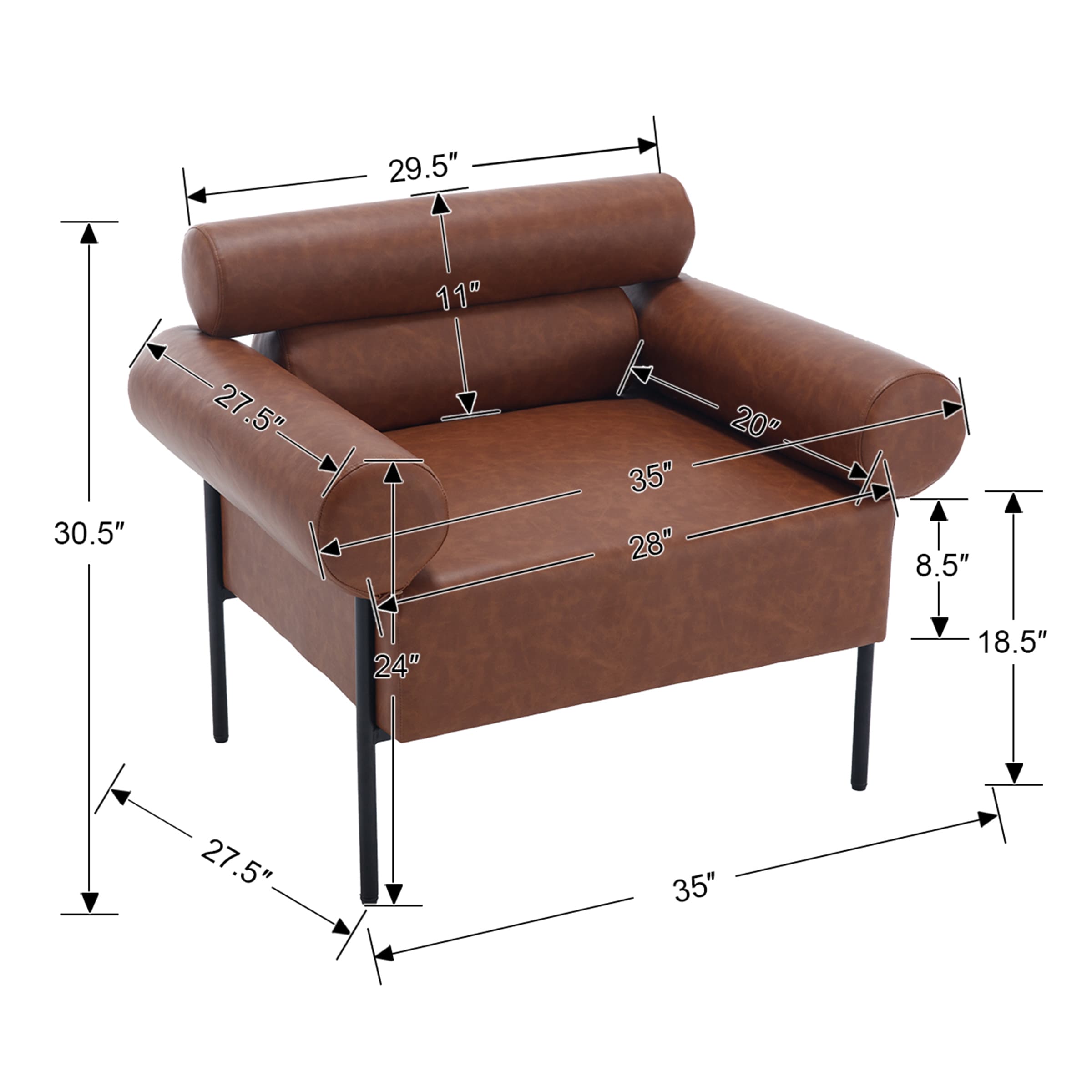 VESCASA Leather Oversized Accent Chair 1 PCS - 10079AC