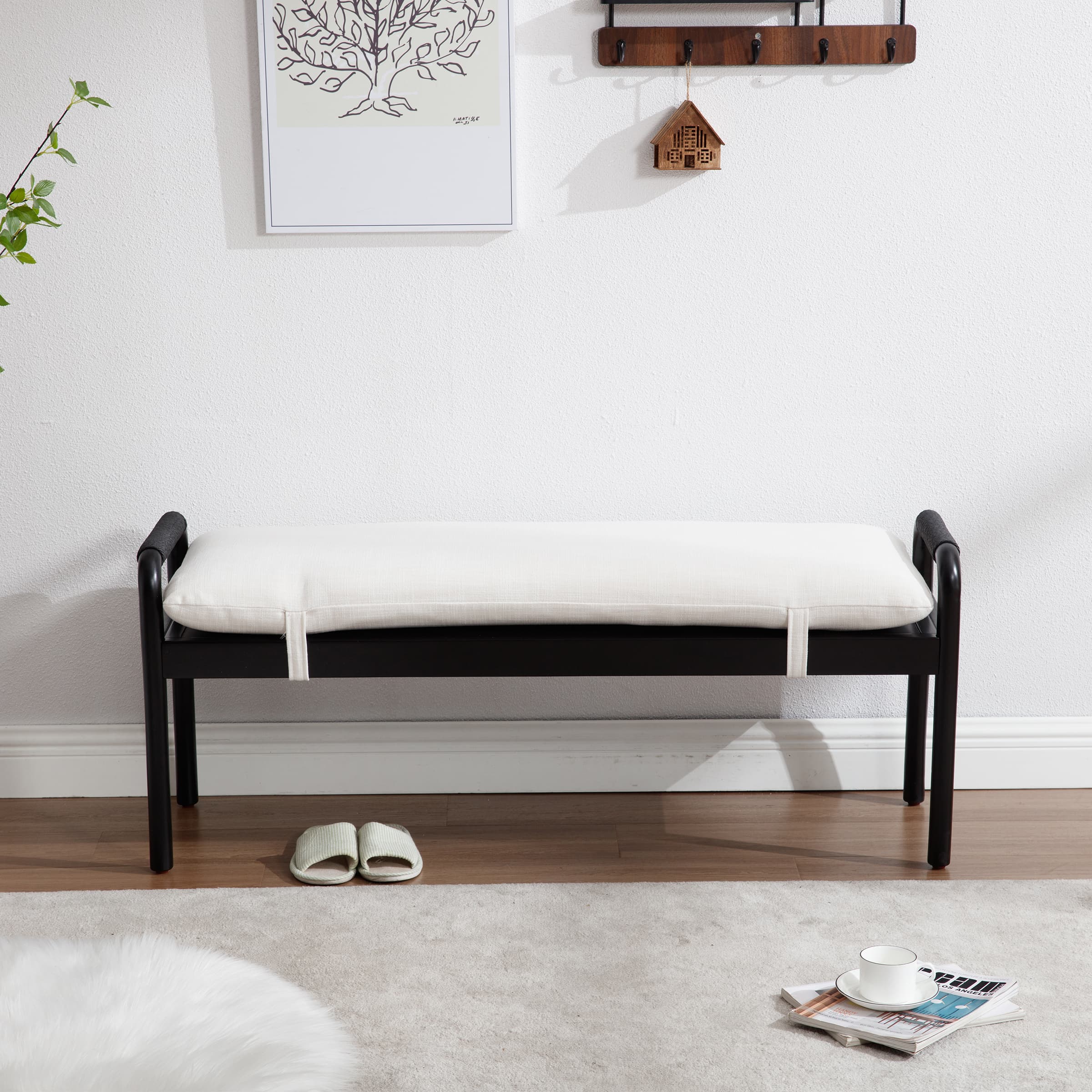 VESCASA Linen Upholstered Entryway Bench - XX08BH