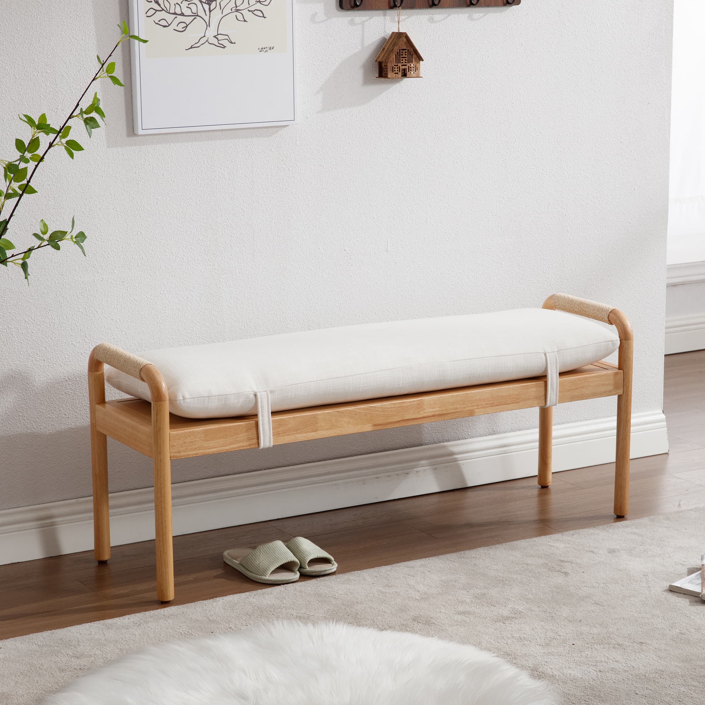 VESCASA Linen Upholstered Entryway Bench - XX08BH