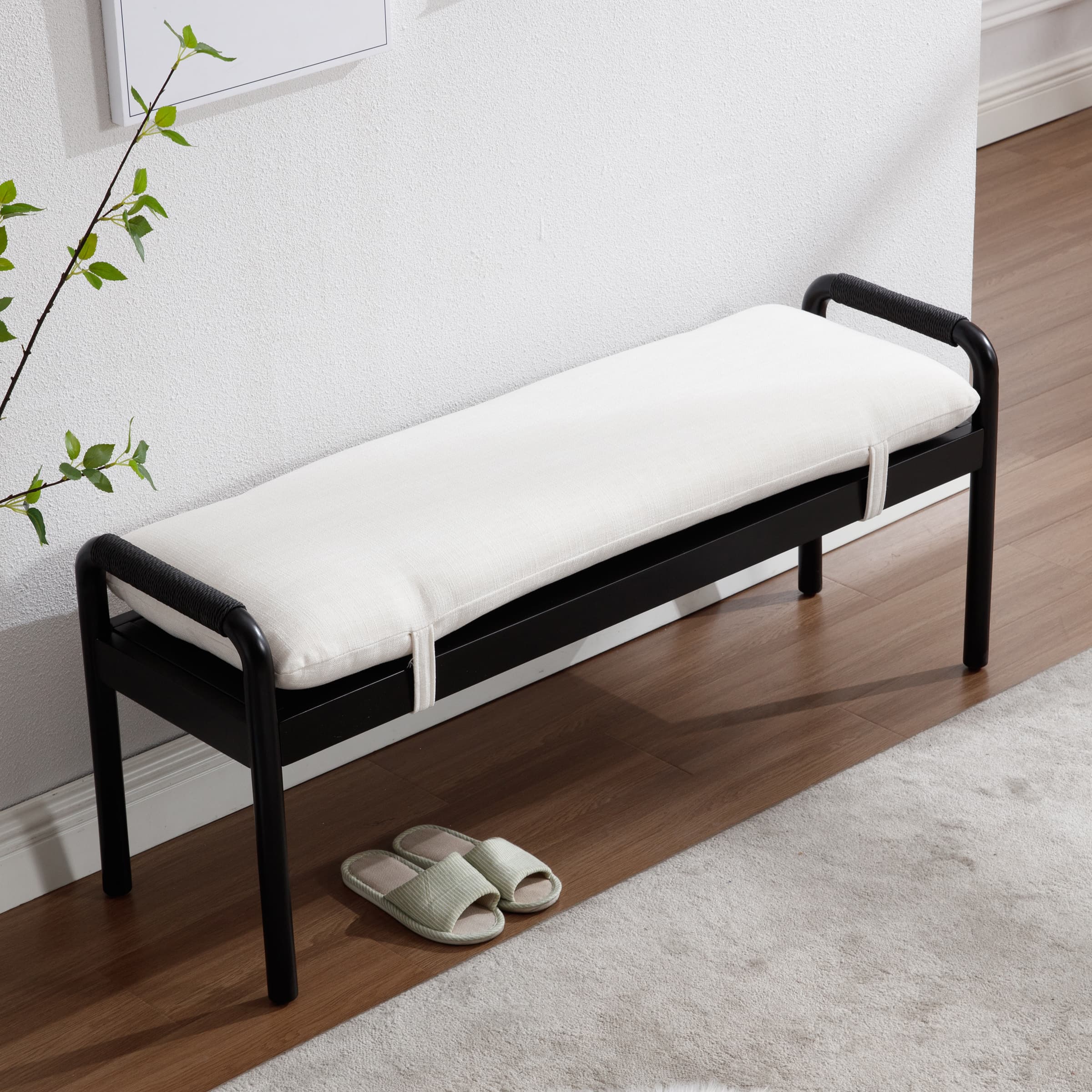 VESCASA Linen Upholstered Entryway Bench - XX08BH
