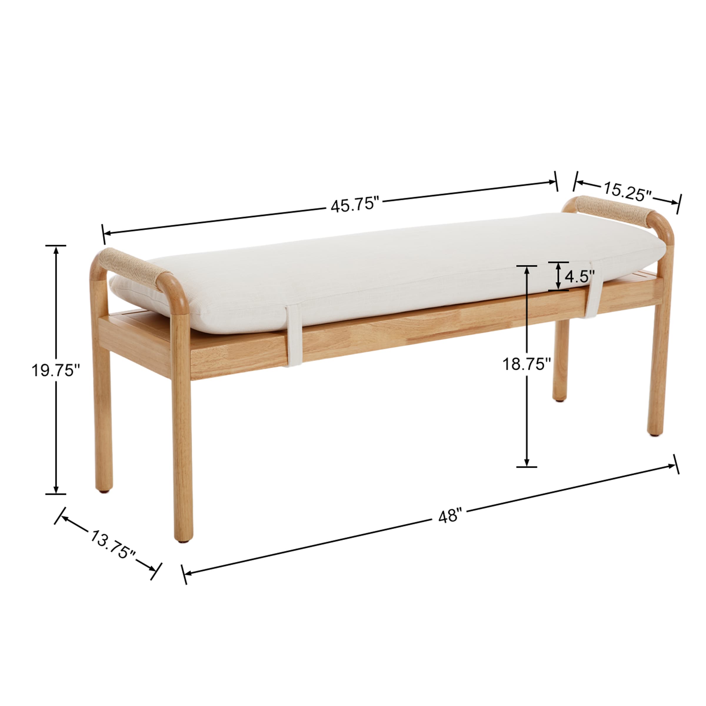 VESCASA Linen Upholstered Entryway Bench - XX08BH