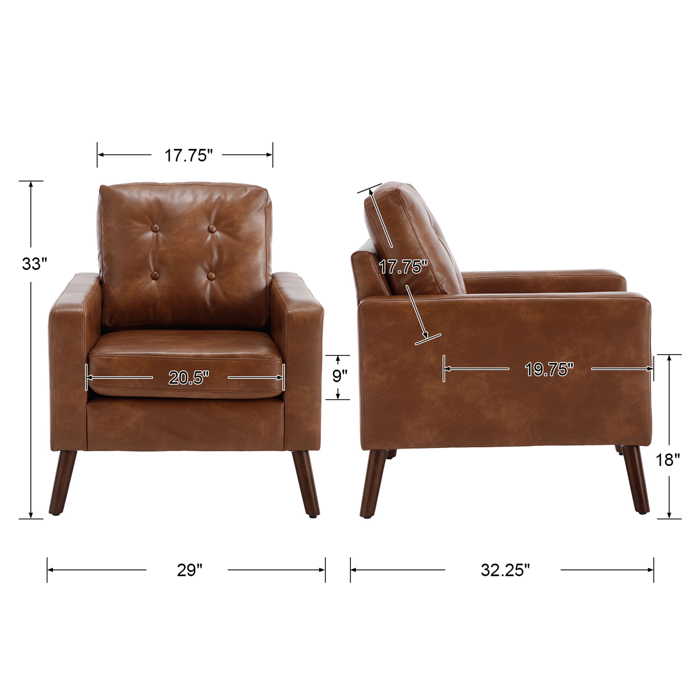 VESCASA Mid Century Modern Tufted Accent Chair 1 PCS - XX16AC