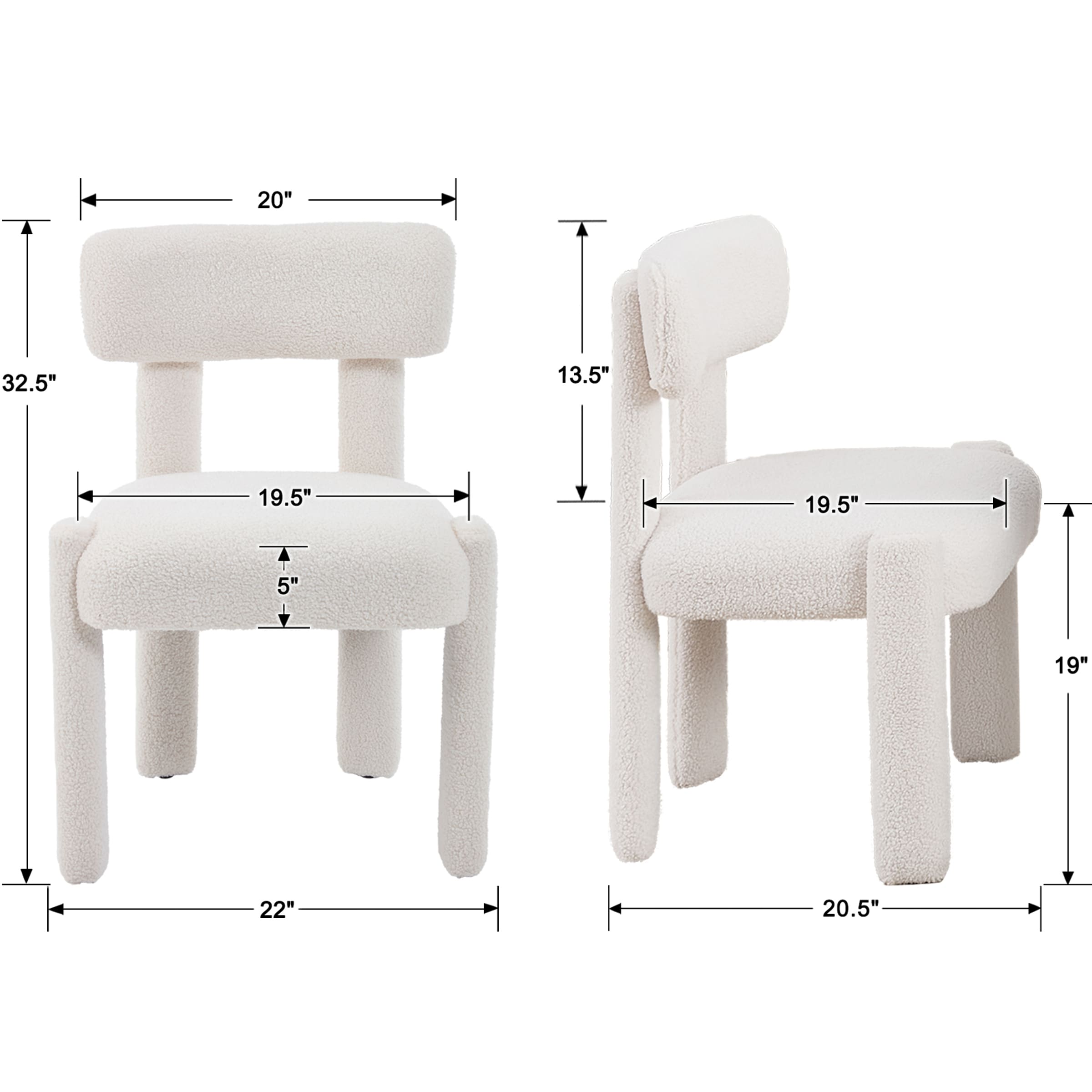 VESCASA Modern Armless Dining Chairs Set of 2 - 3159DC