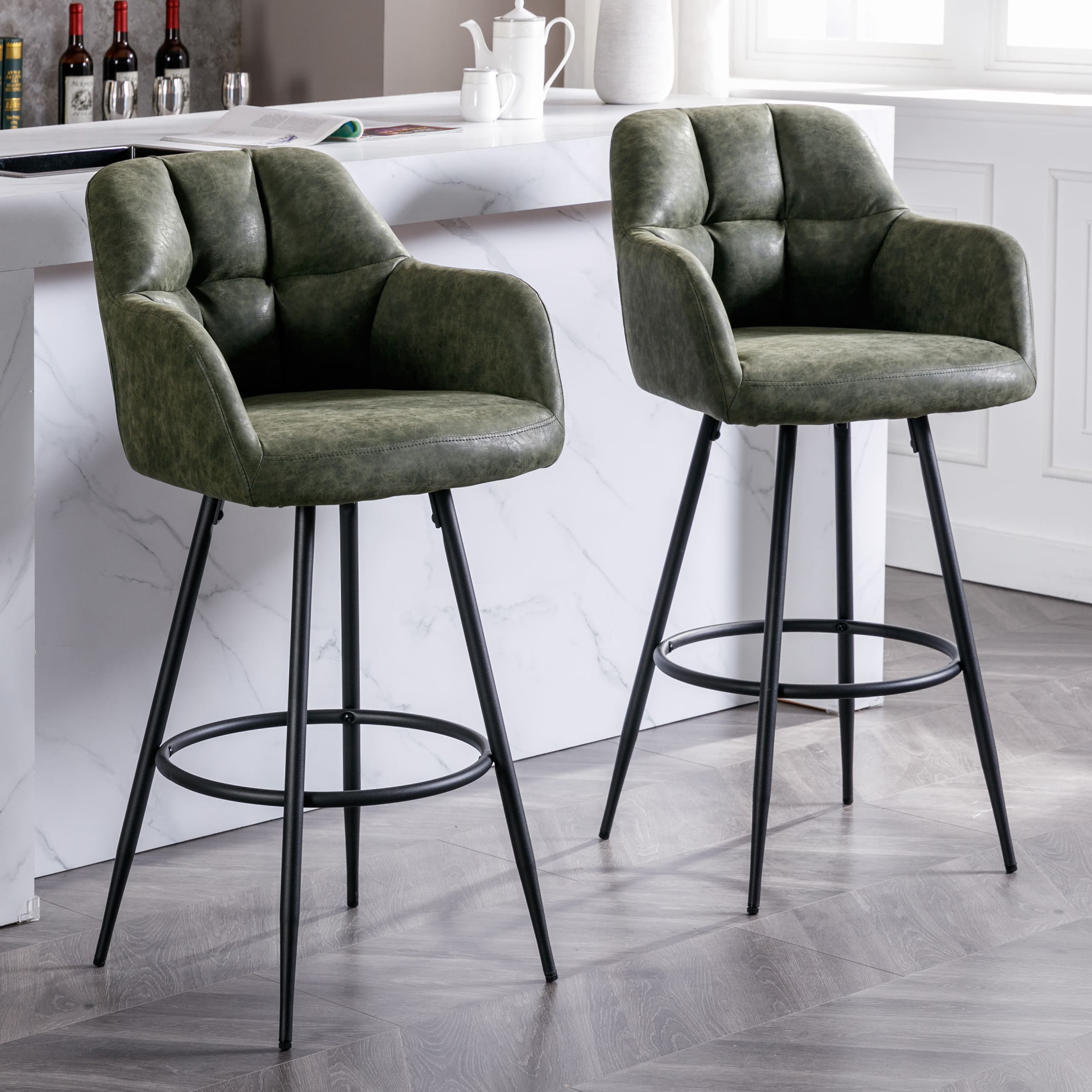 VESCASA Modern Bar Stools with Back Set of 2 - 5117BS