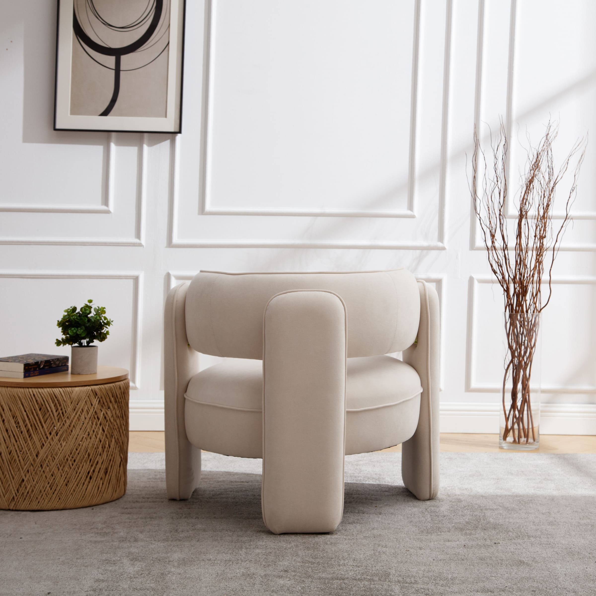 VESCASA Modern Barrel Accent Chair 1 PCS - 6414AC